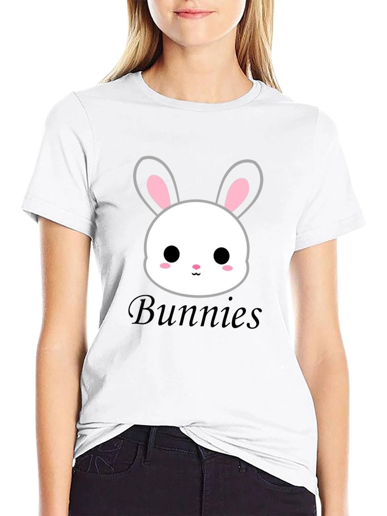 Cute Bunny Graphic Tee - Unisex Black T-Shirt