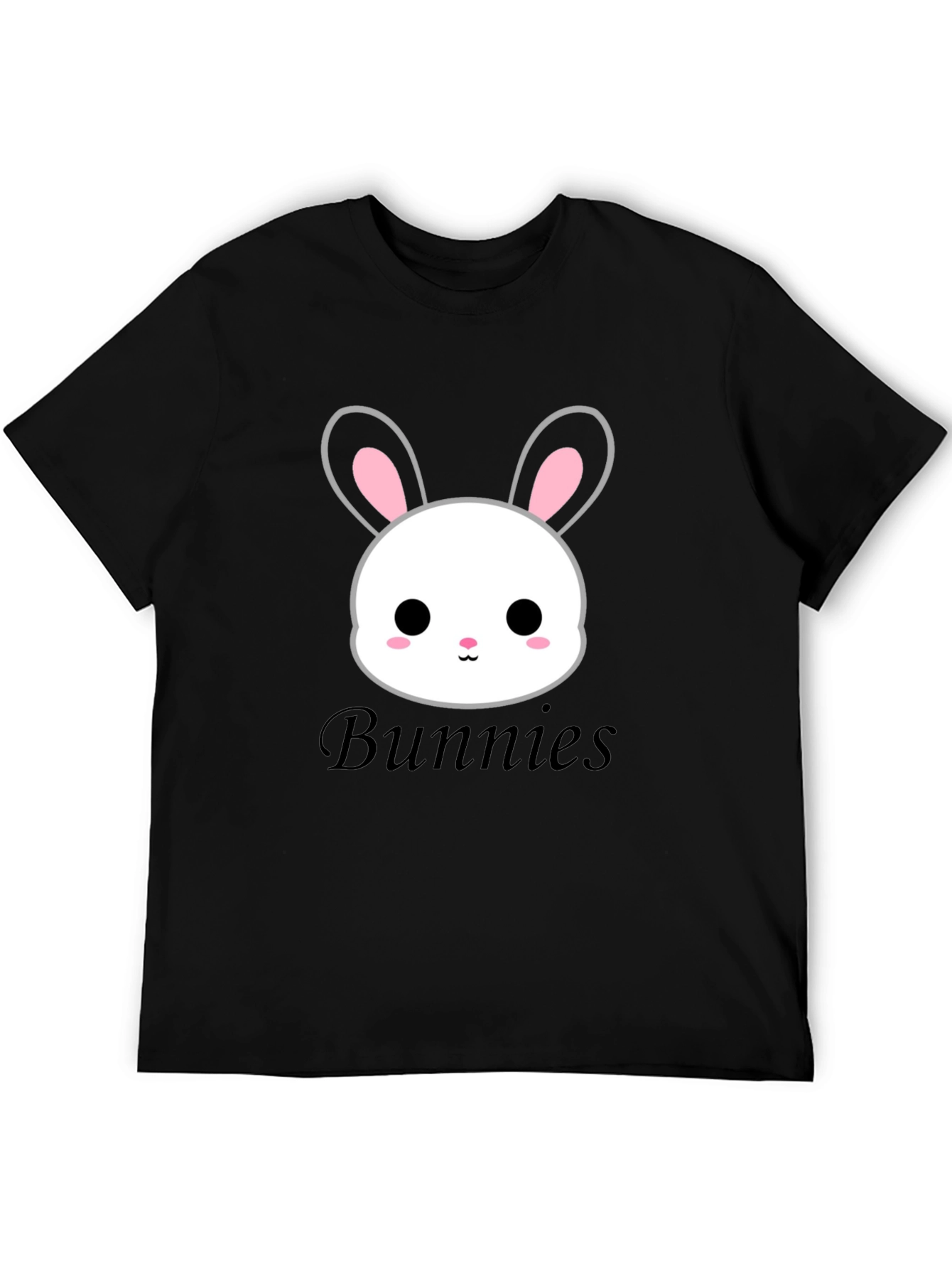 Cute Bunny Graphic Tee - Unisex Black T-Shirt
