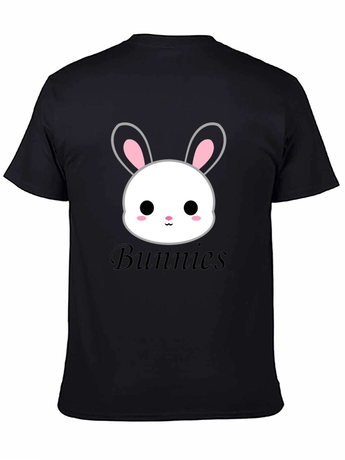 Cute Bunny Graphic Tee - Unisex Black T-Shirt