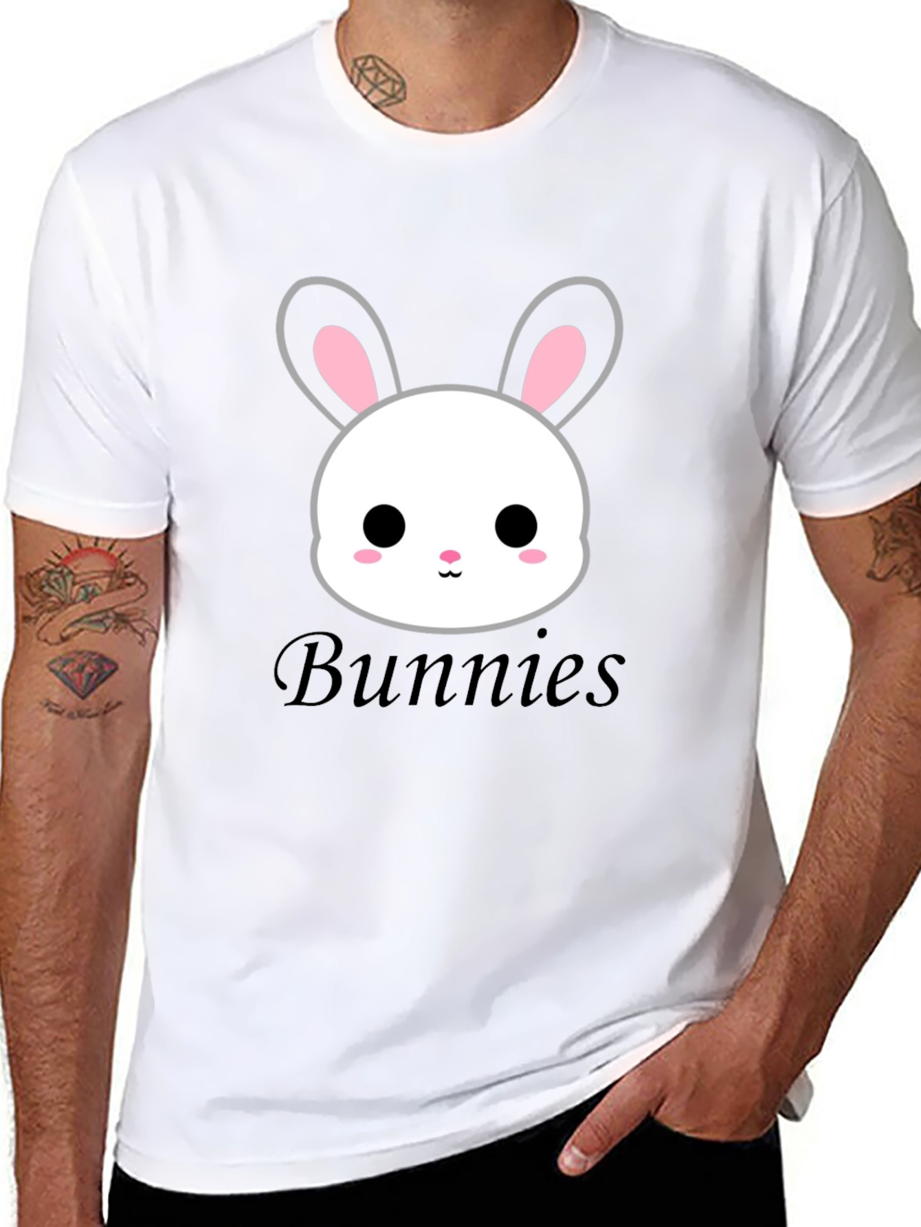 Cute Bunny Graphic Tee - Unisex Black T-Shirt