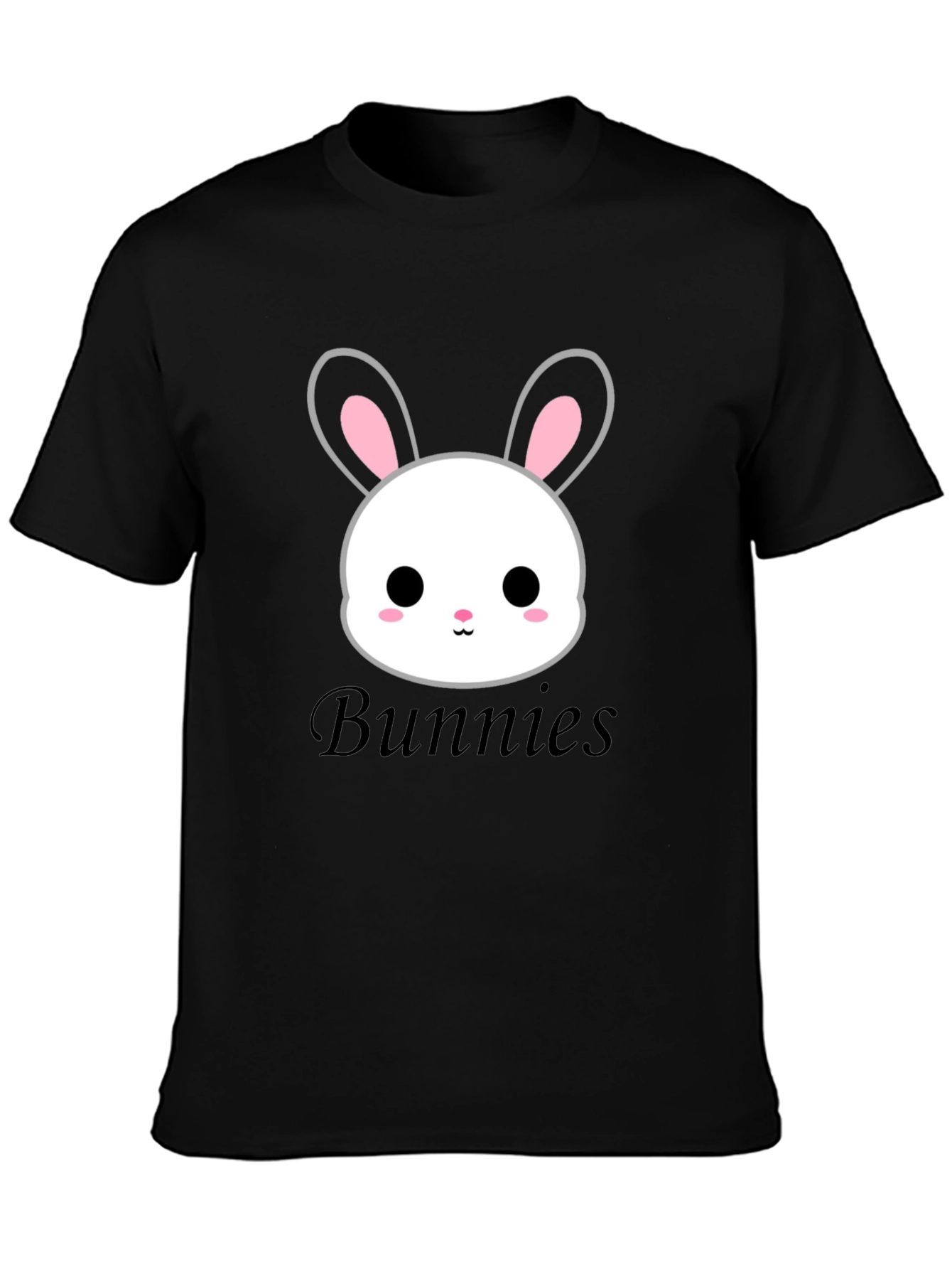Cute Bunny Graphic Tee - Unisex Black T-Shirt