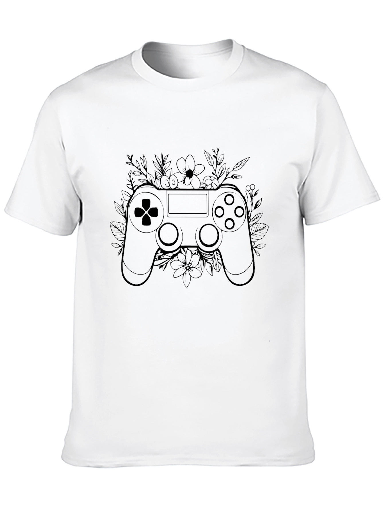 Floral Gaming Controller Black T-Shirt