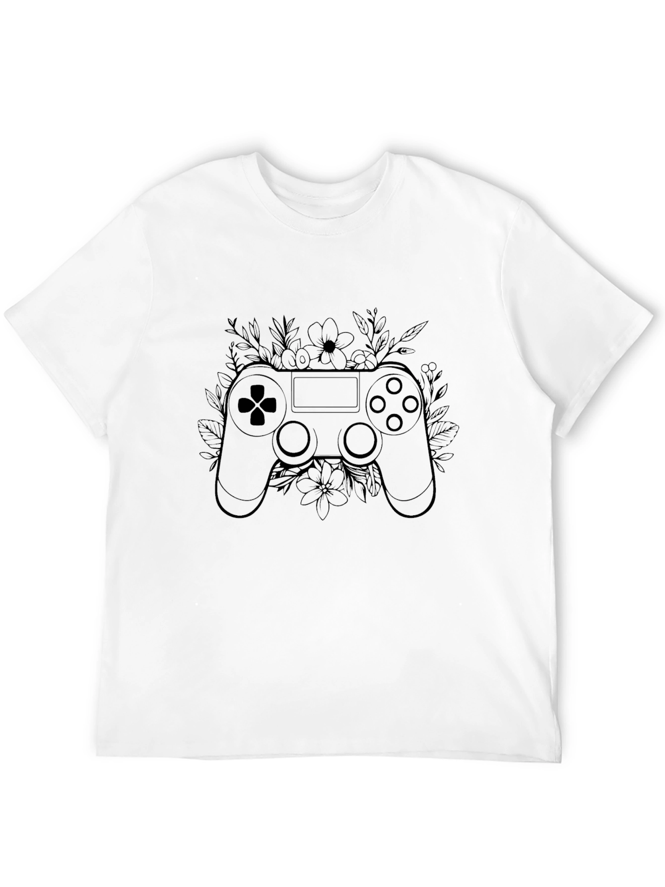 Floral Gaming Controller Black T-Shirt