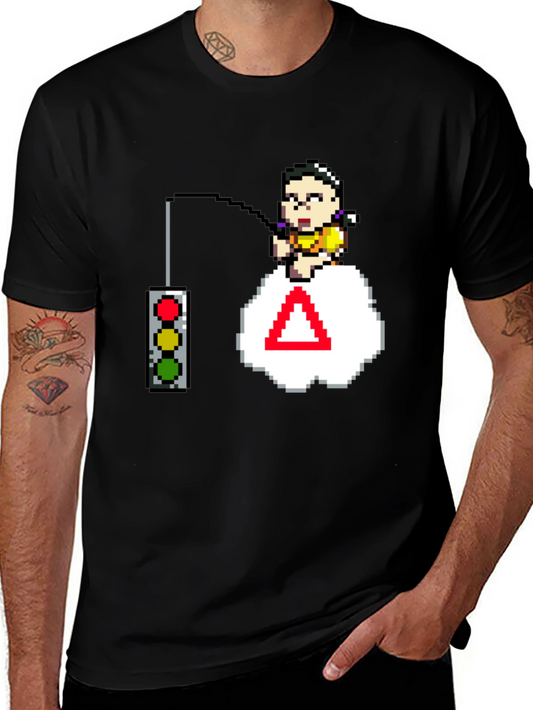 Pixel Art Gamer T-Shirt - Squid Game Stop Light