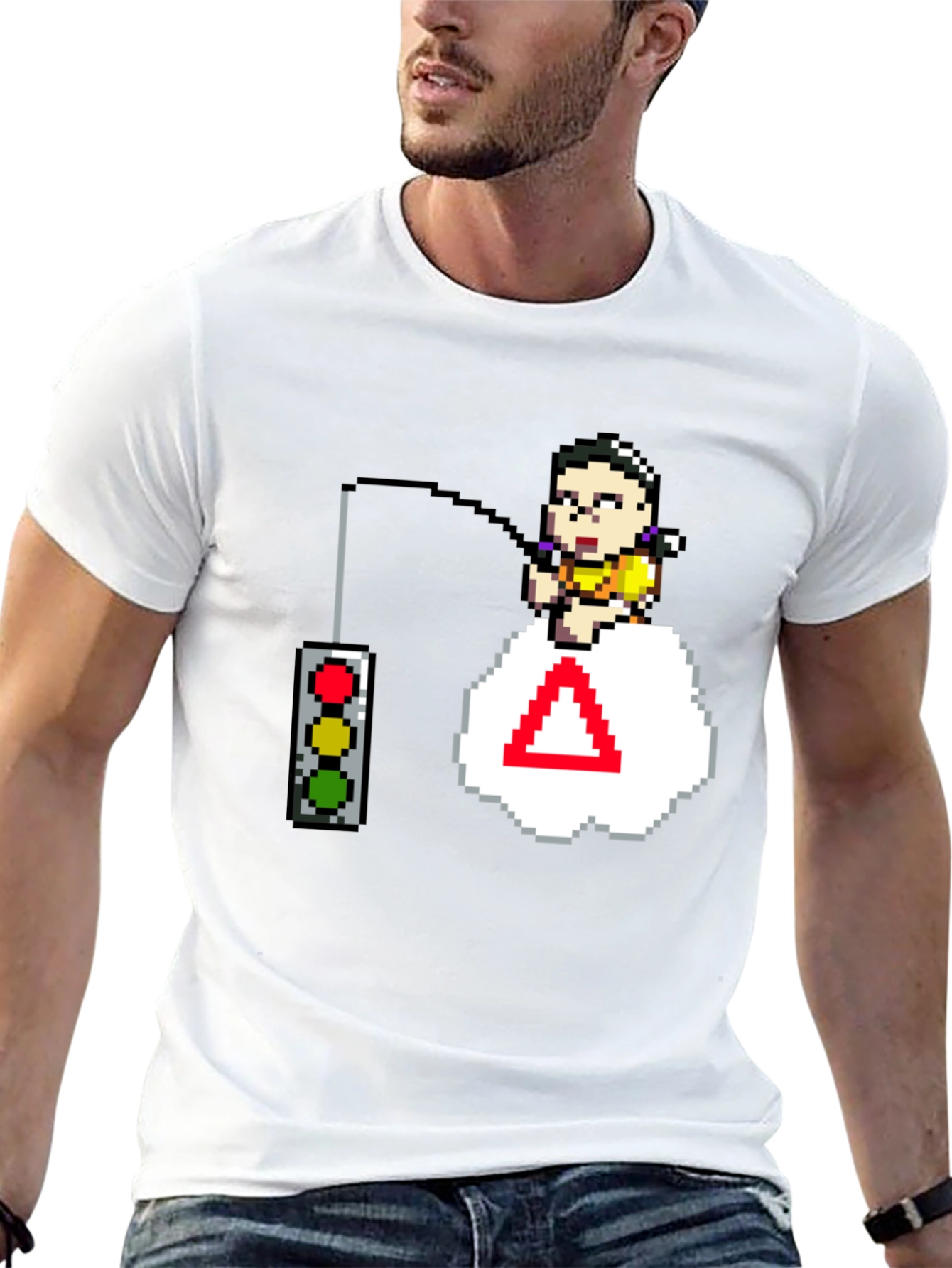 Pixel Art Gamer T-Shirt - Squid Game Stop Light