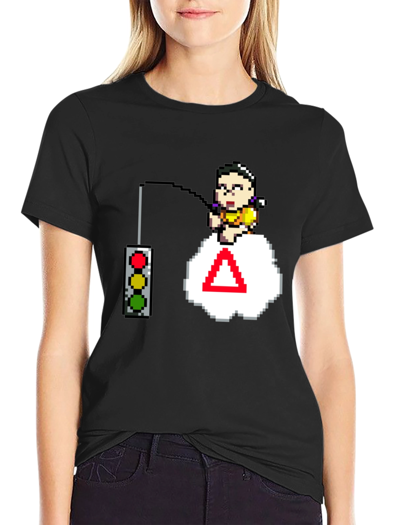 Pixel Art Gamer T-Shirt - Squid Game Stop Light