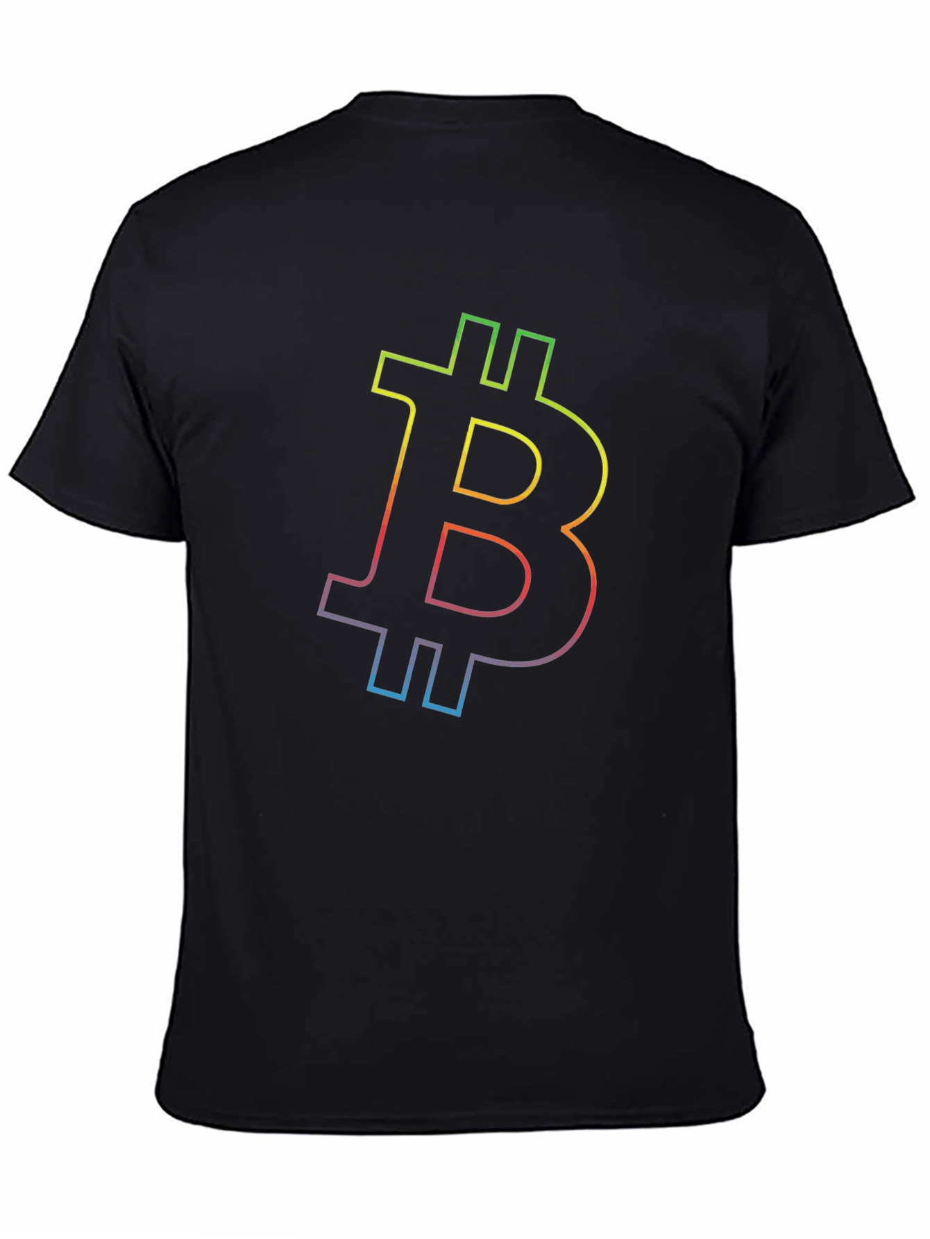 Bitcoin Rainbow Outline Black T-Shirt