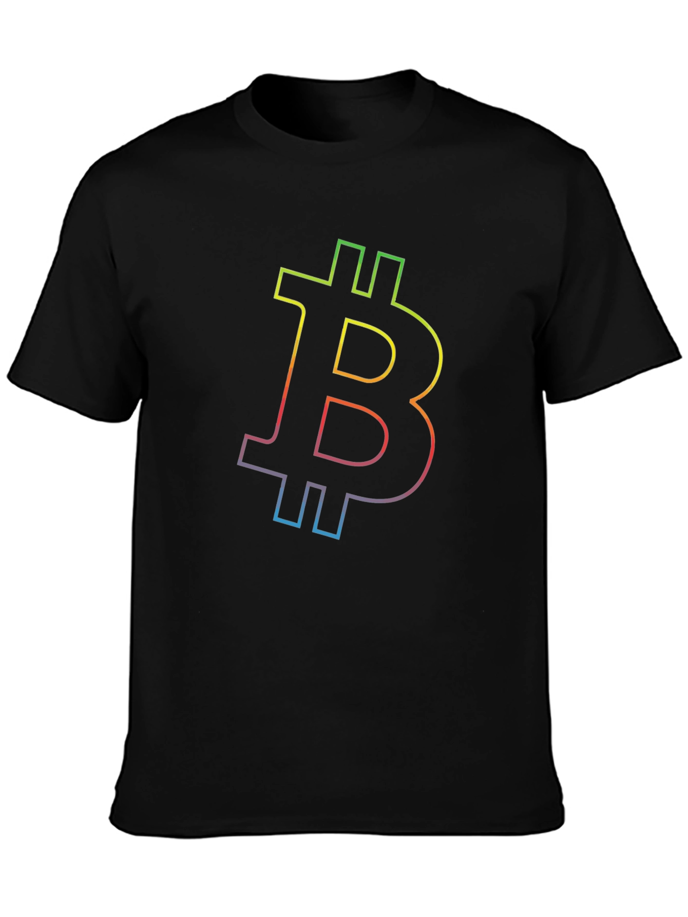 Bitcoin Rainbow Outline Black T-Shirt