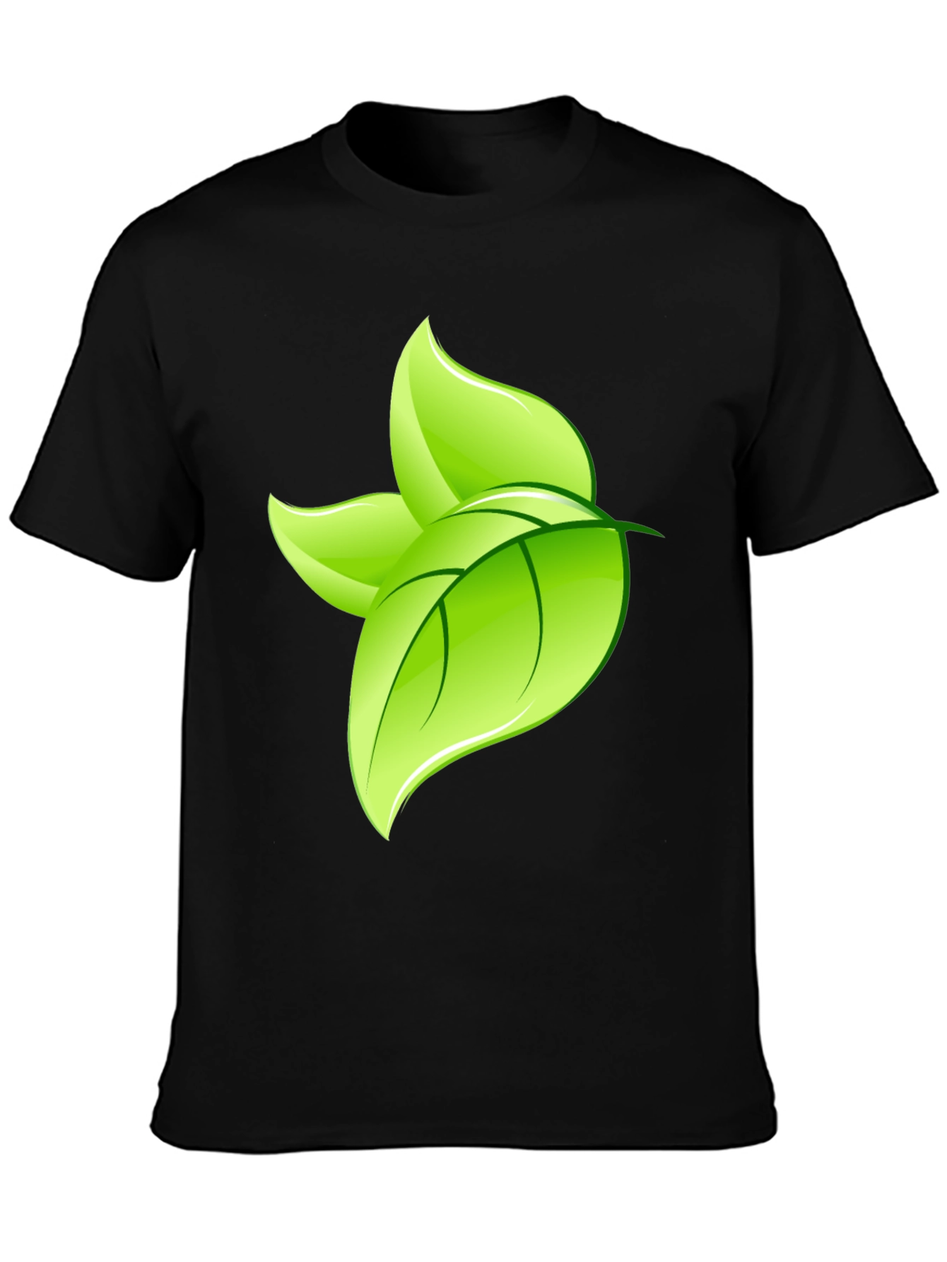 Leaf Design Black T-Shirt