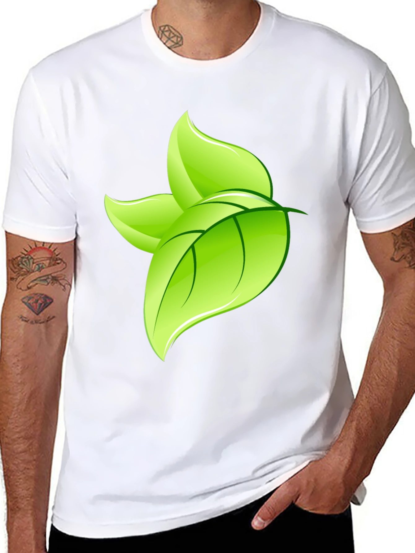 Leaf Design Black T-Shirt