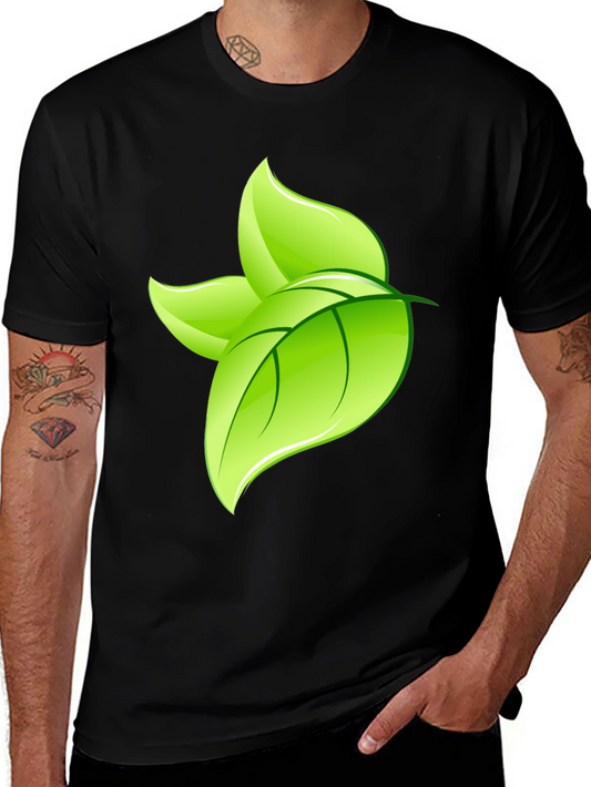 Leaf Design Black T-Shirt