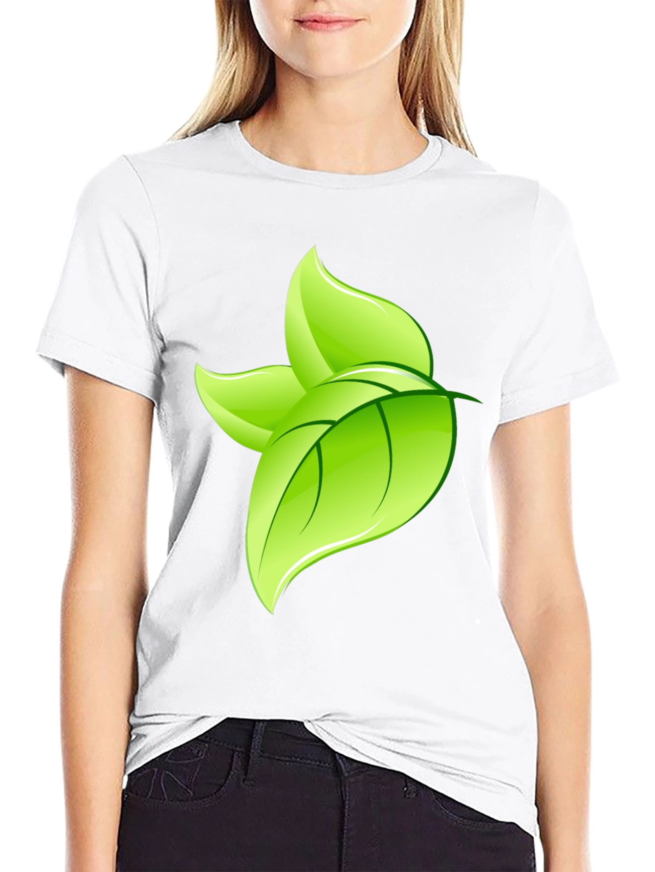 Leaf Design Black T-Shirt