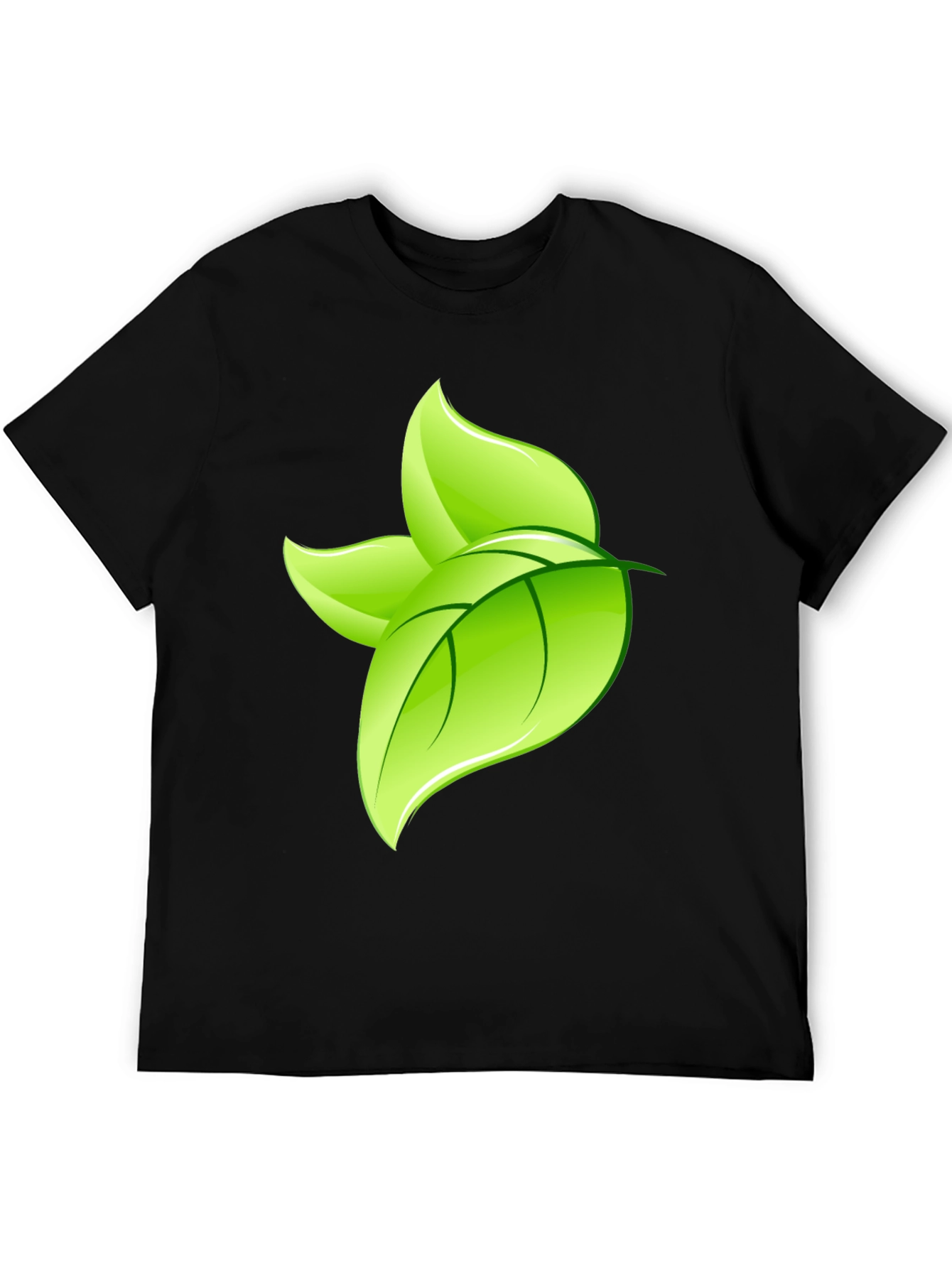 Leaf Design Black T-Shirt