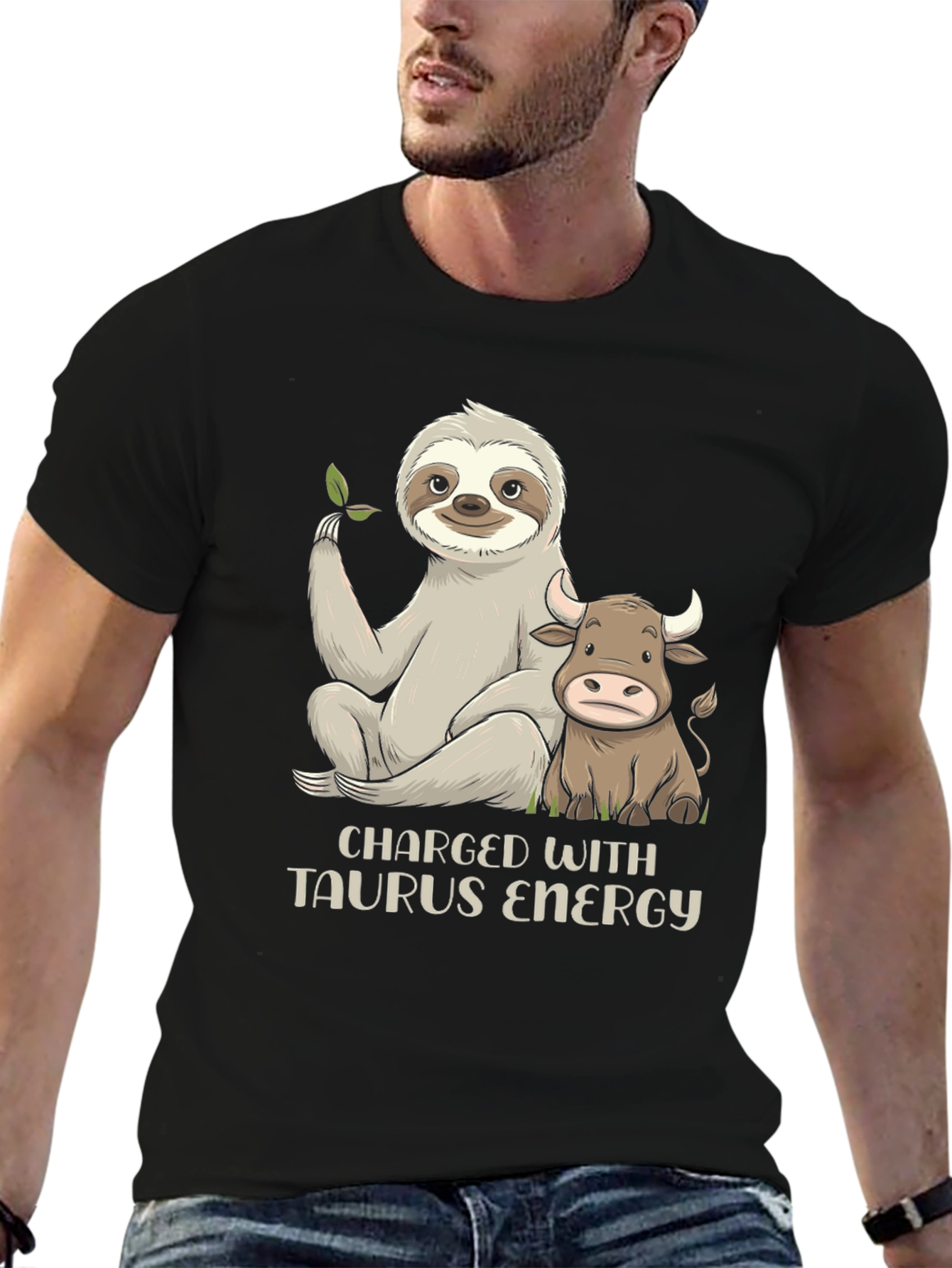 Taurus Energy Graphic Tee - Sloth & Bull Design