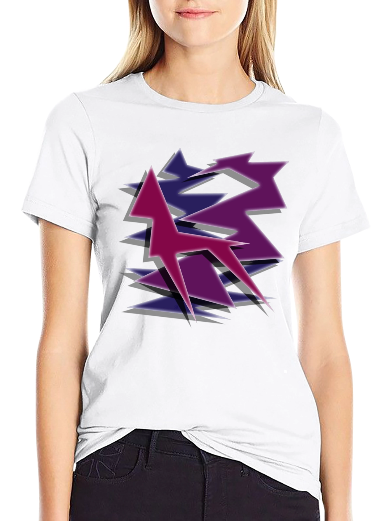 Geometric Style Graphic Tee - Black