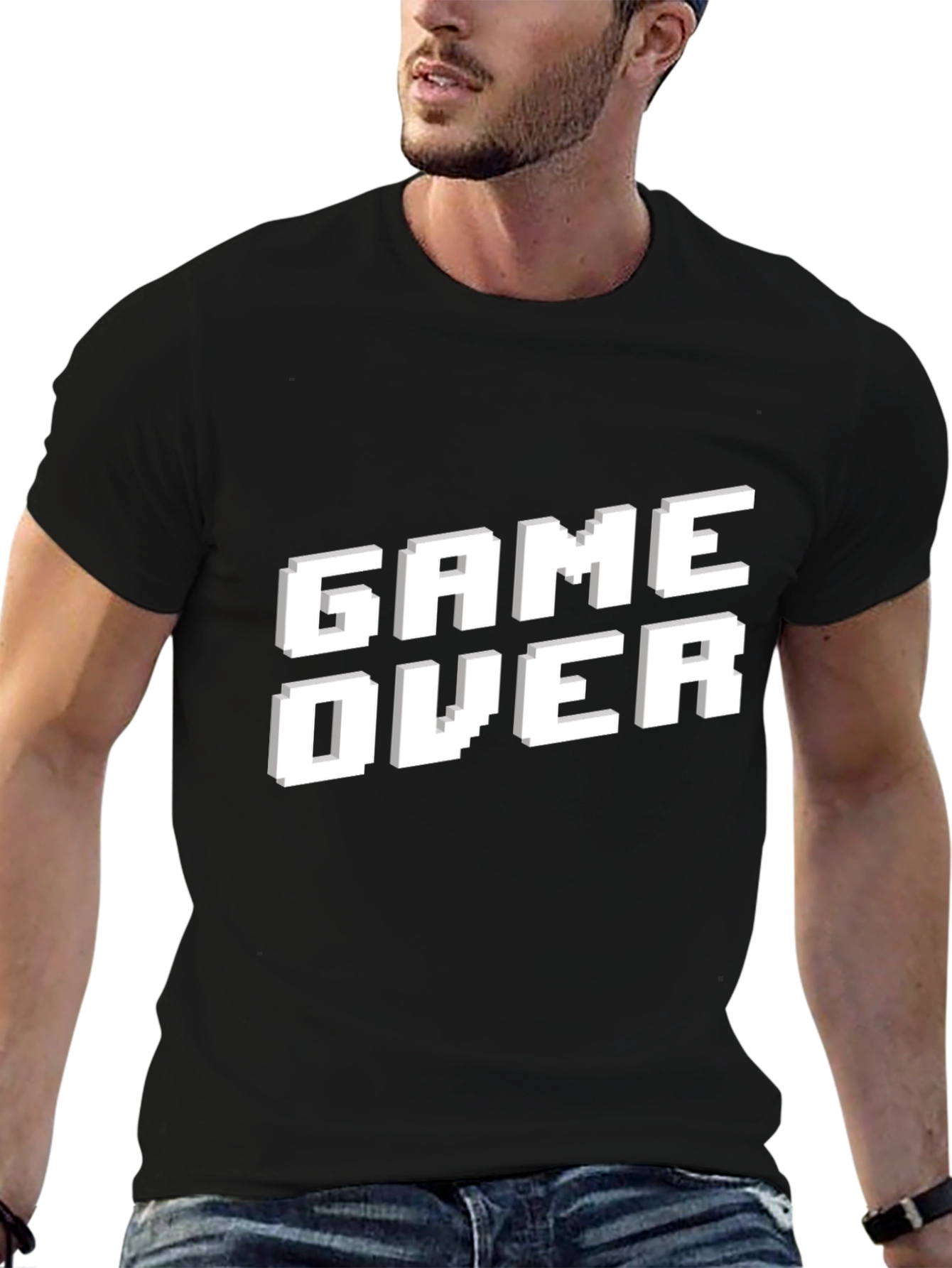 Game Over Pixel Art Black T-Shirt