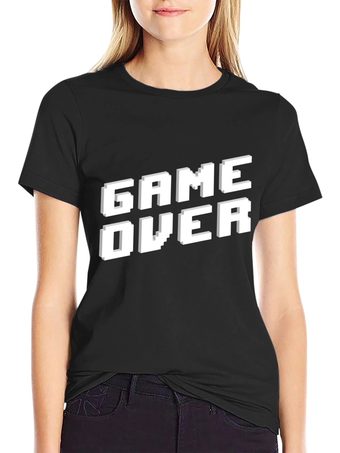 Game Over Pixel Art Black T-Shirt