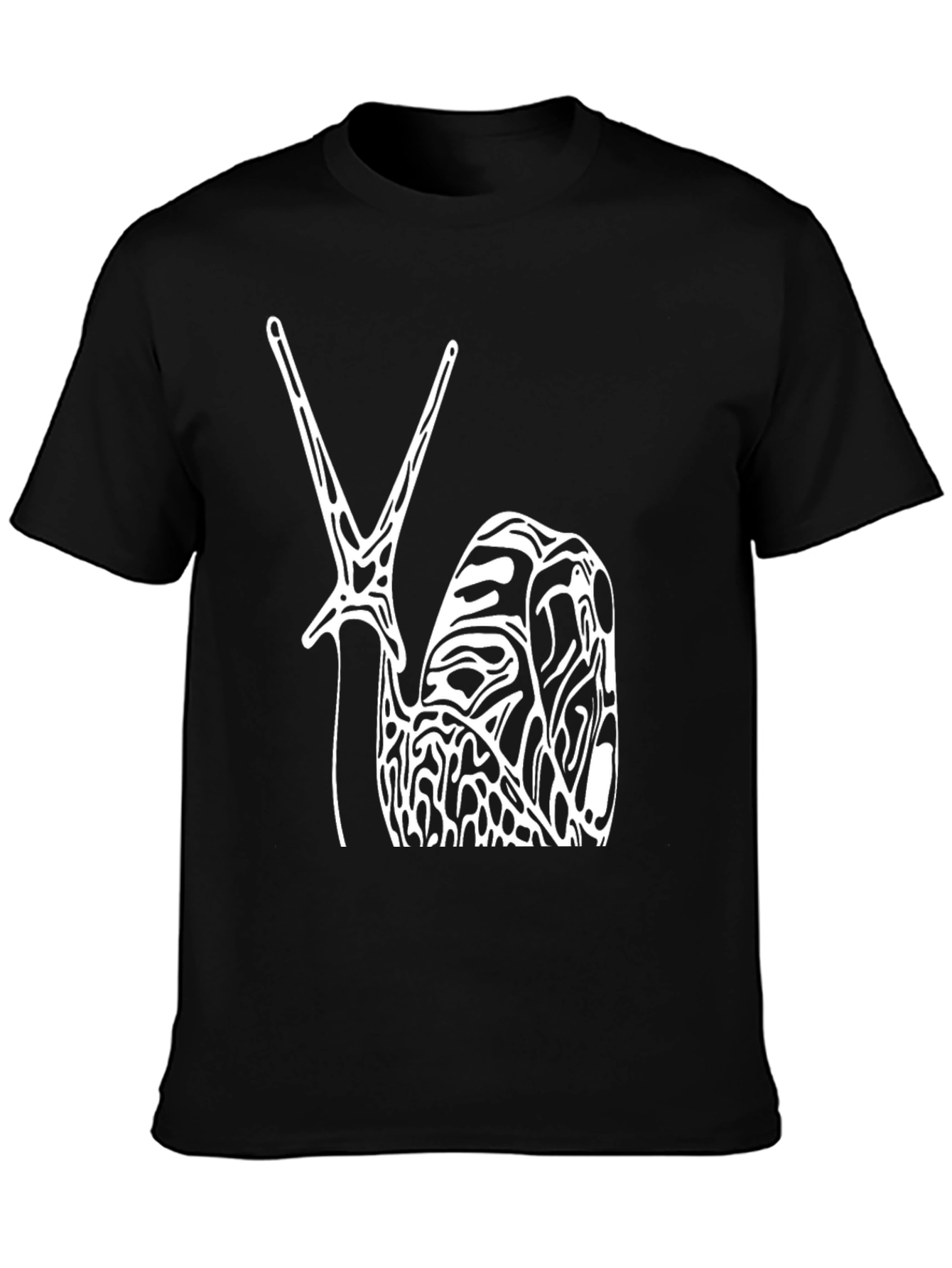 Abstract Snail Graphic Tee - Black Cotton T-Shirt