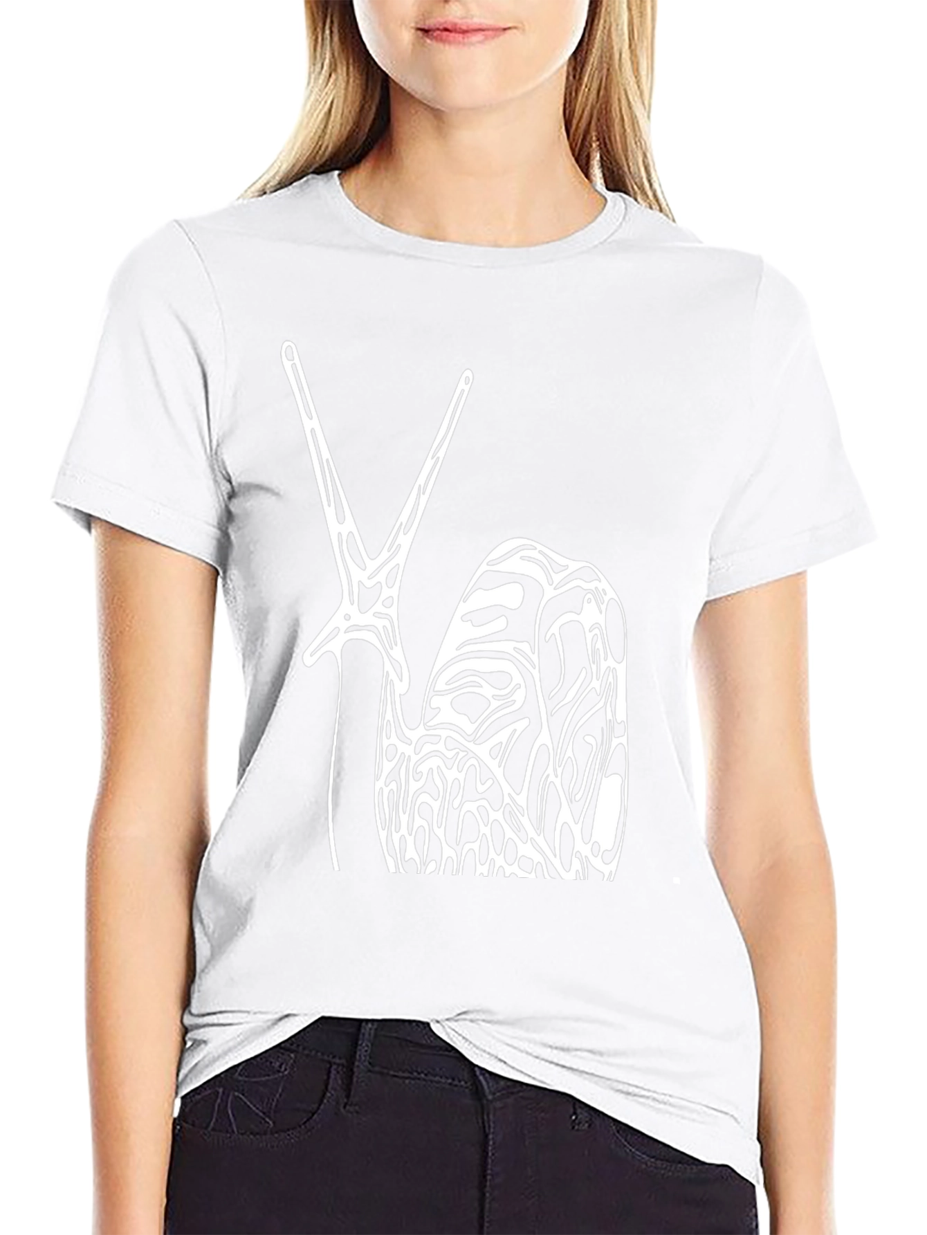 Abstract Snail Graphic Tee - Black Cotton T-Shirt