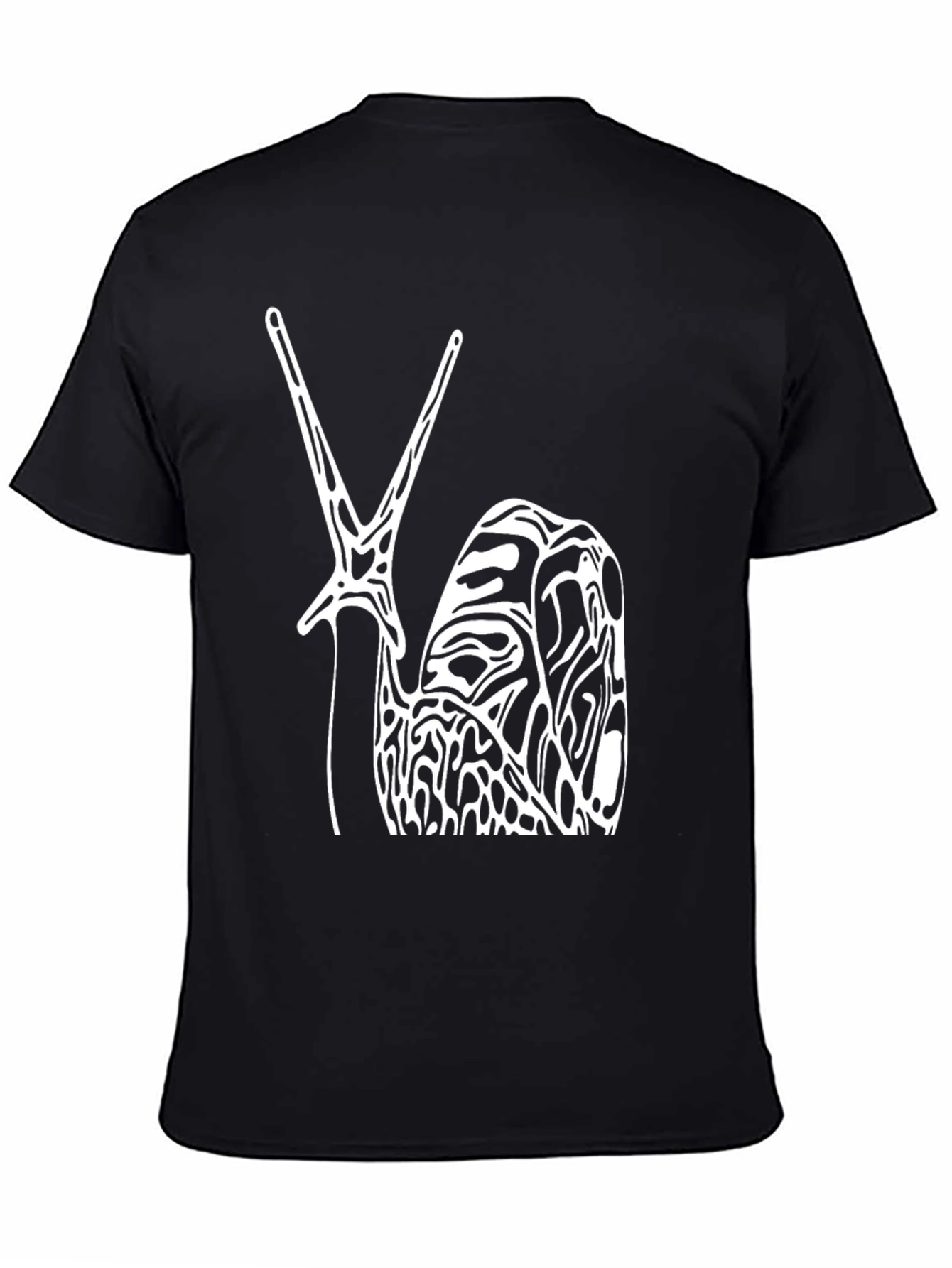 Abstract Snail Graphic Tee - Black Cotton T-Shirt