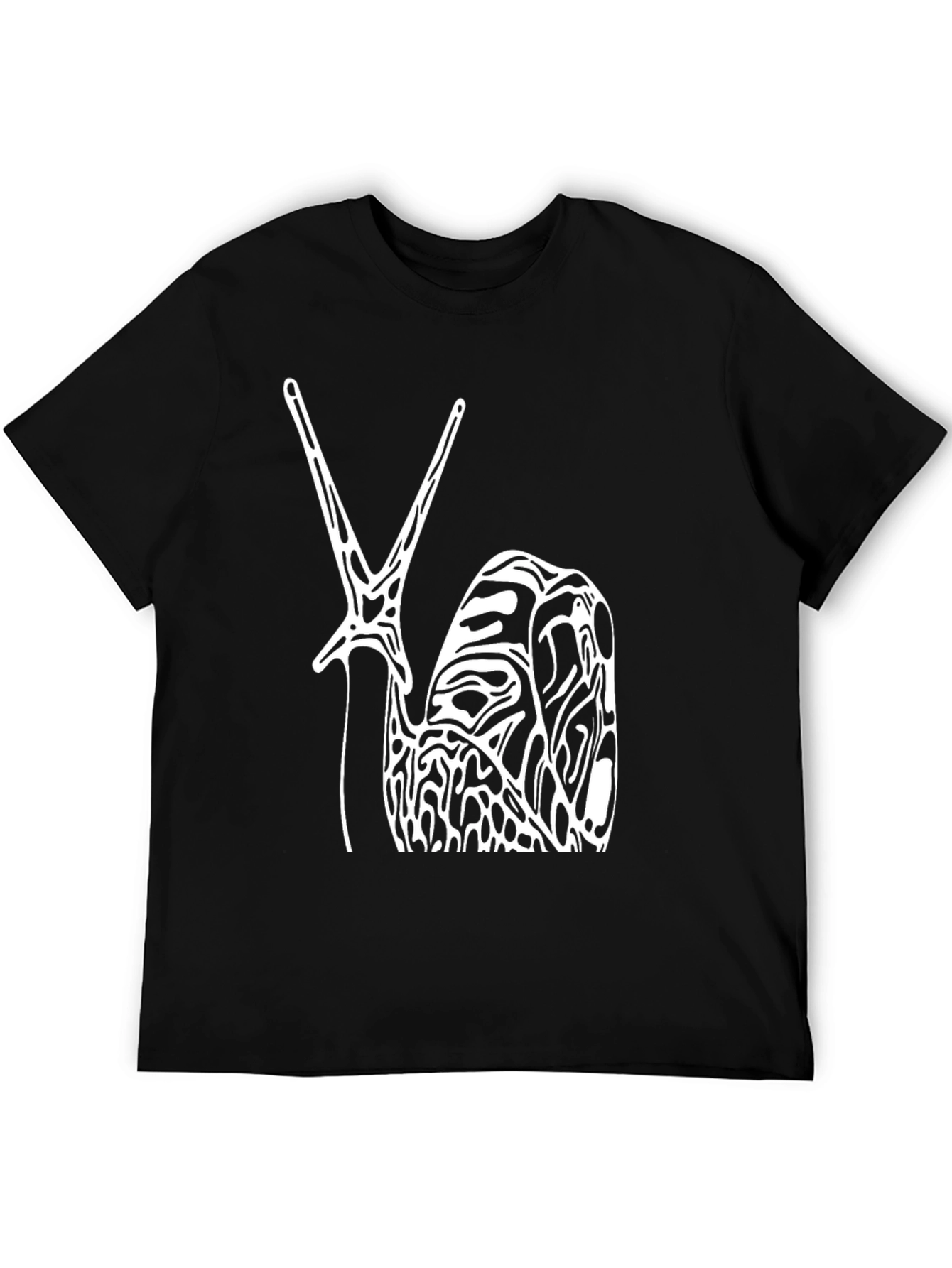 Abstract Snail Graphic Tee - Black Cotton T-Shirt