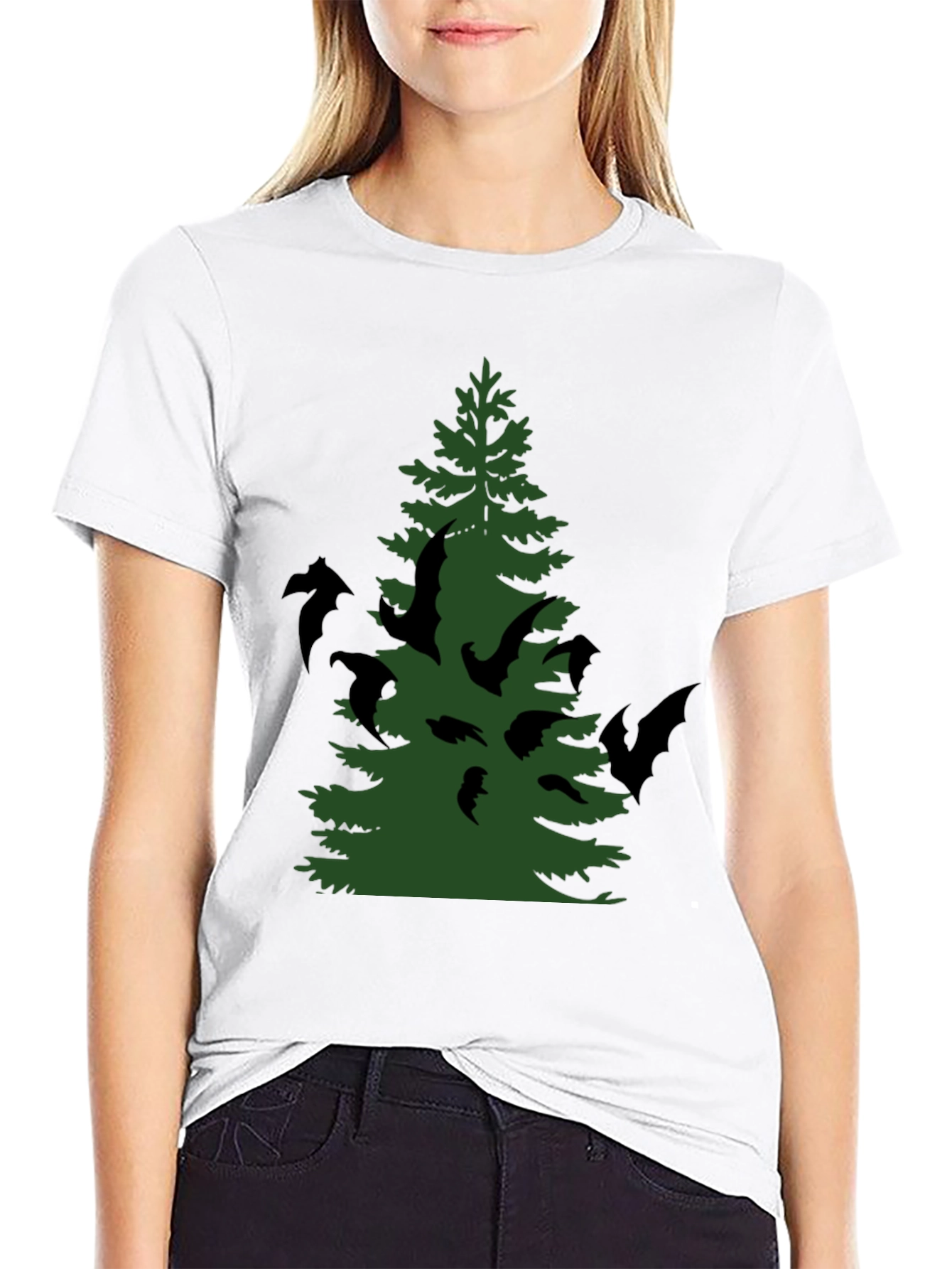 Bat Tree Graphic Tee - Halloween Style