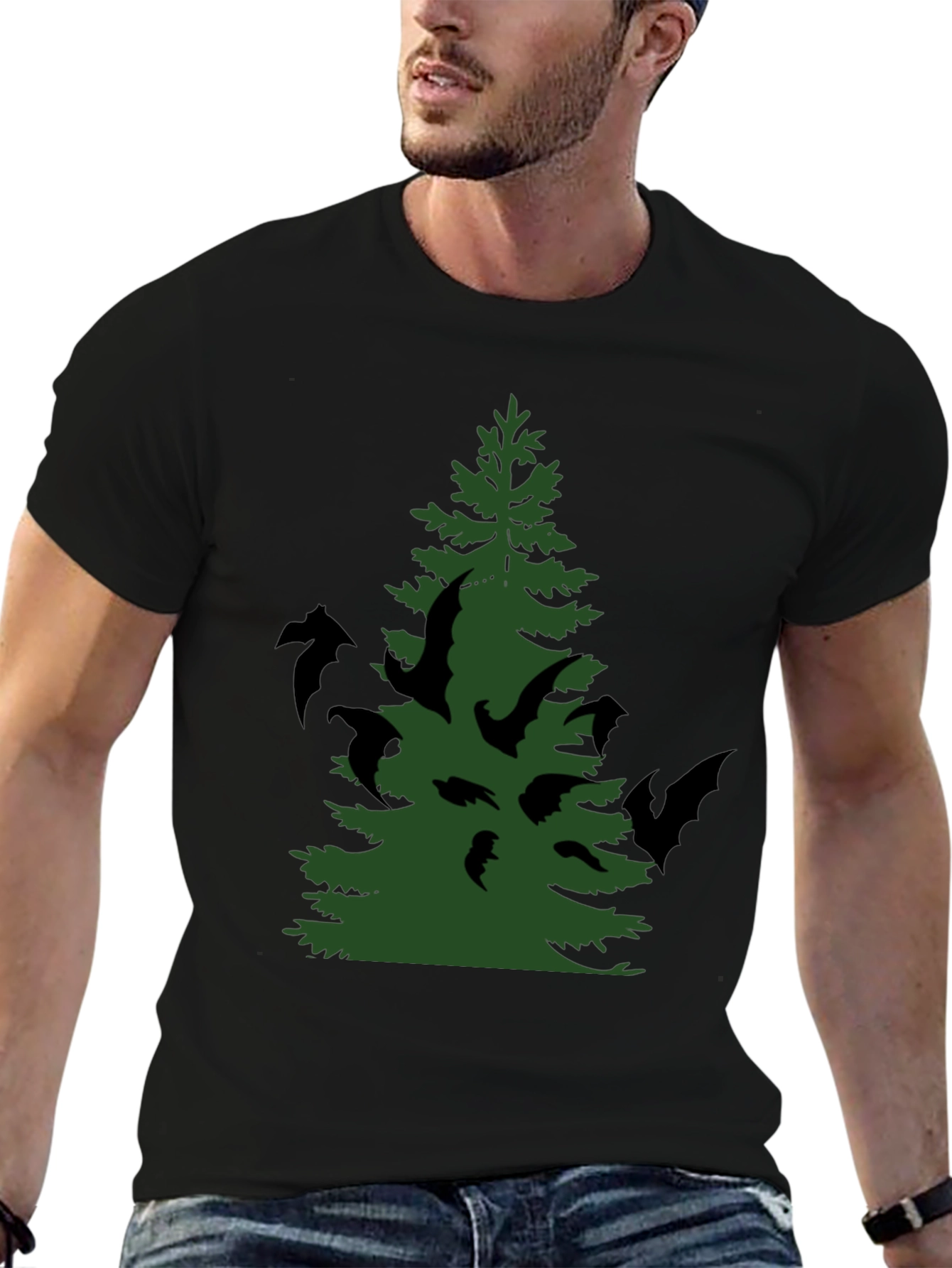 Bat Tree Graphic Tee - Halloween Style