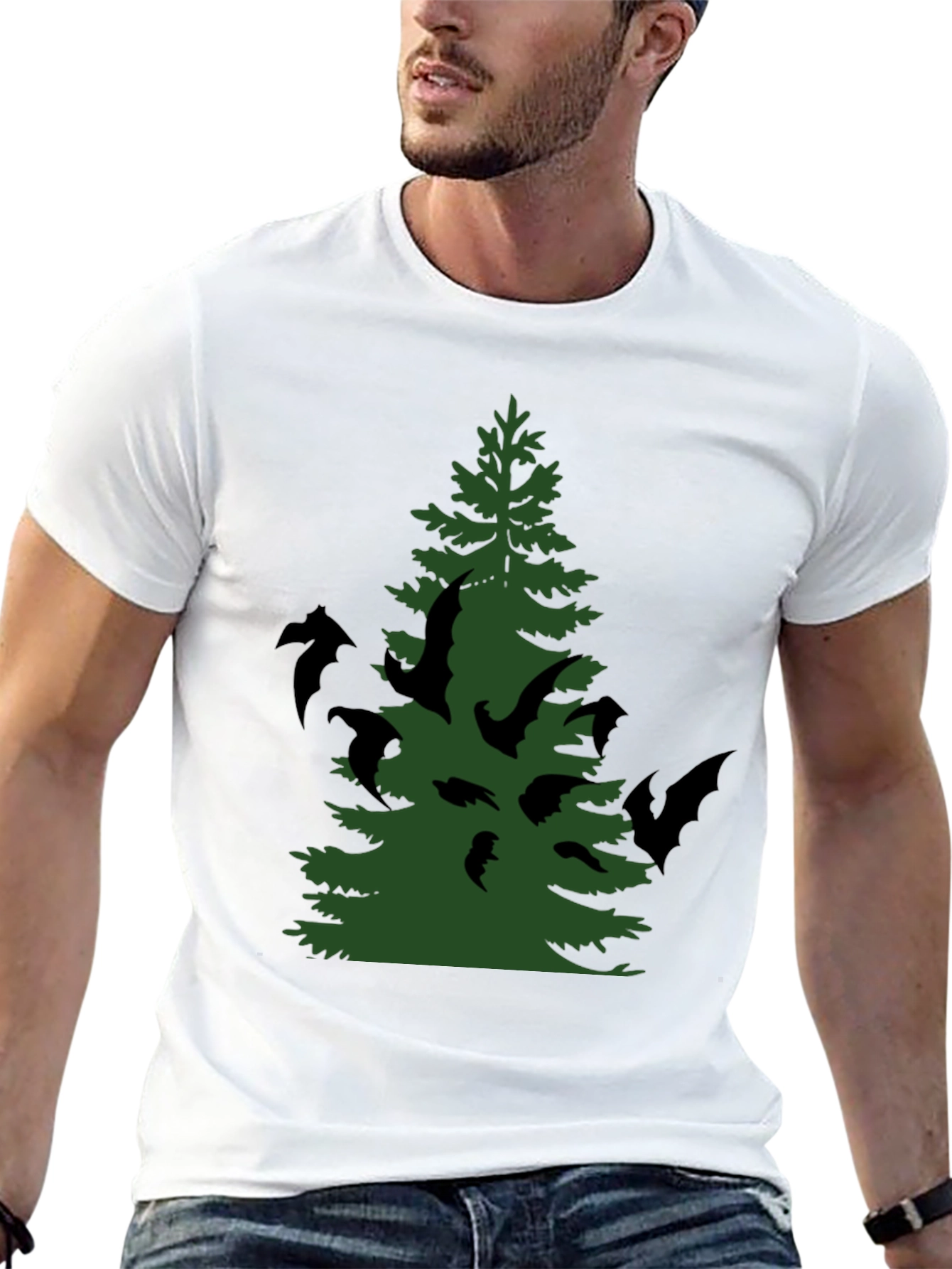 Bat Tree Graphic Tee - Halloween Style