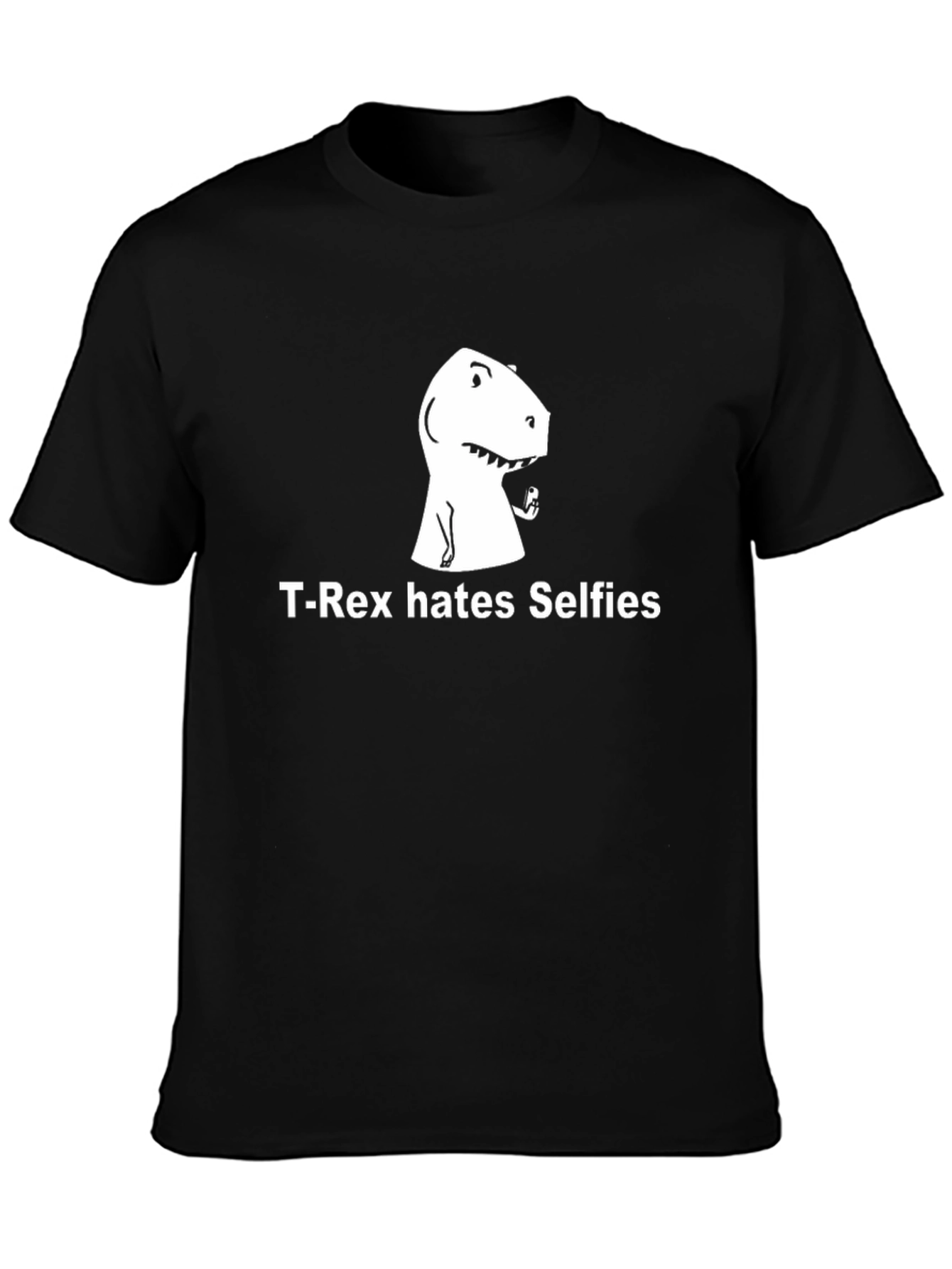 T-Rex Hates Selfies Graphic Tee - Funny Dinosaur T-Shirt