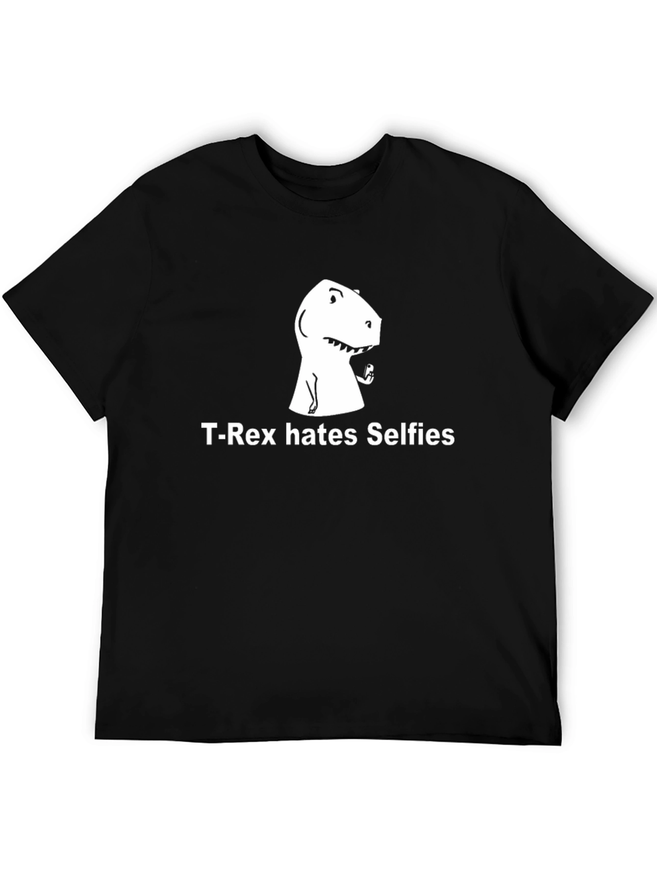 T-Rex Hates Selfies Graphic Tee - Funny Dinosaur T-Shirt