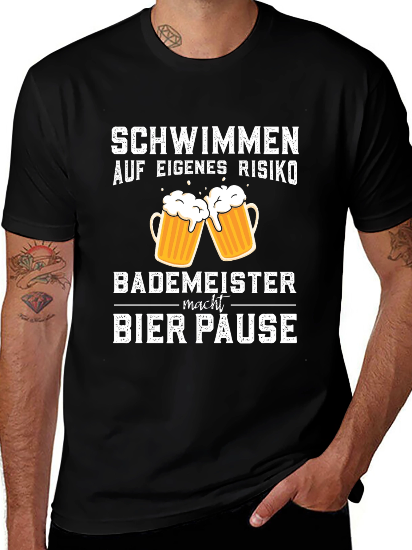 Schwimmen Bier Pause Black T-Shirt