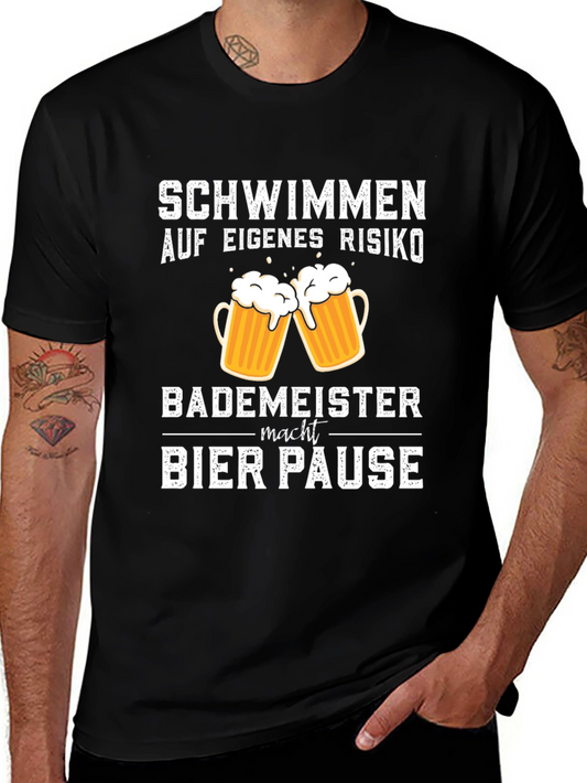 Schwimmen Bier Pause Black T-Shirt