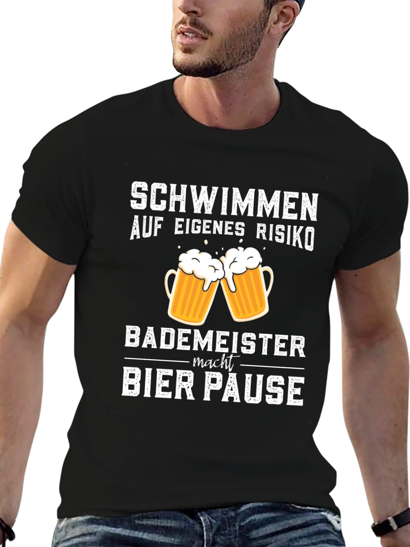Schwimmen Bier Pause Black T-Shirt