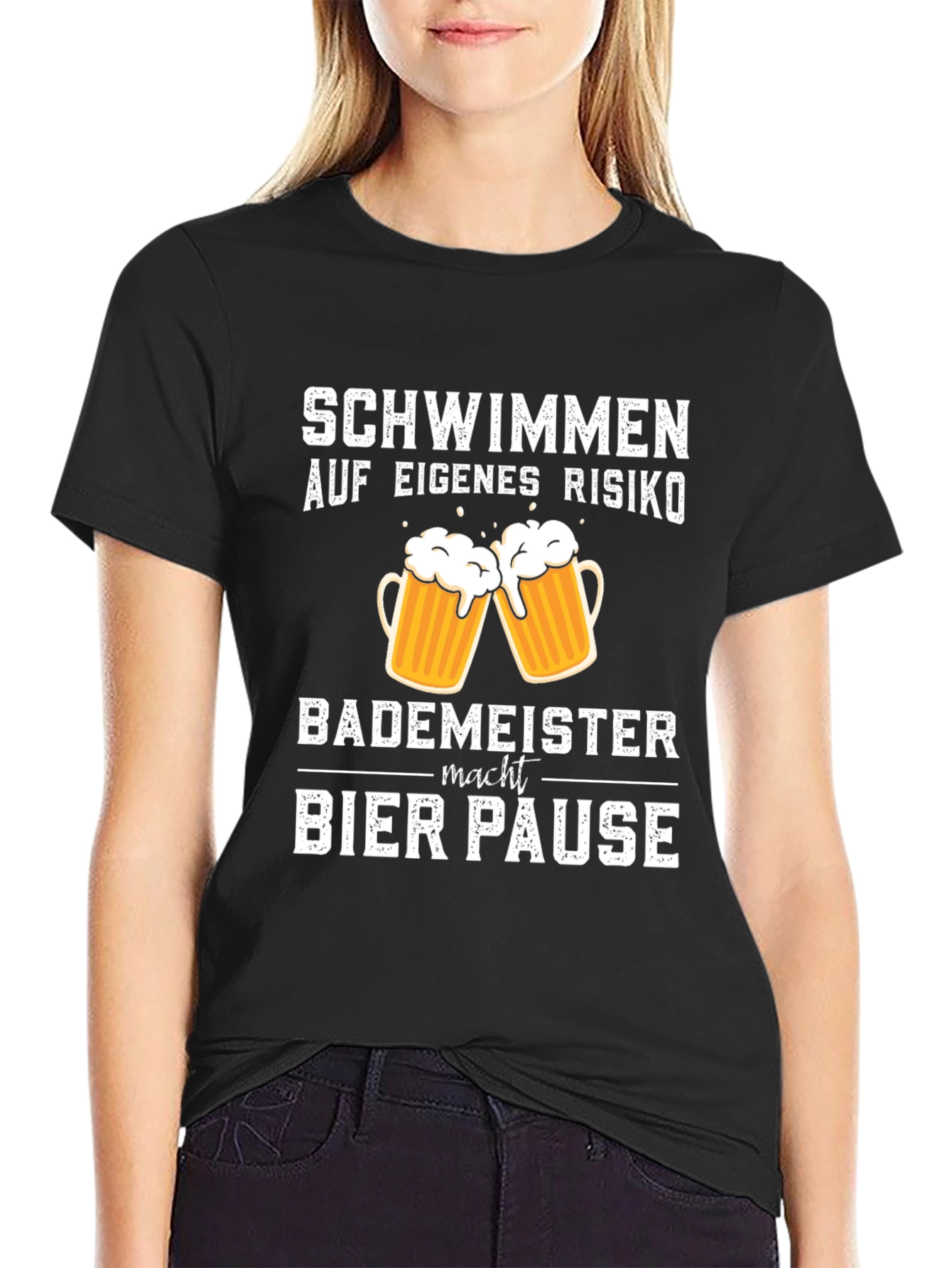 Schwimmen Bier Pause Black T-Shirt