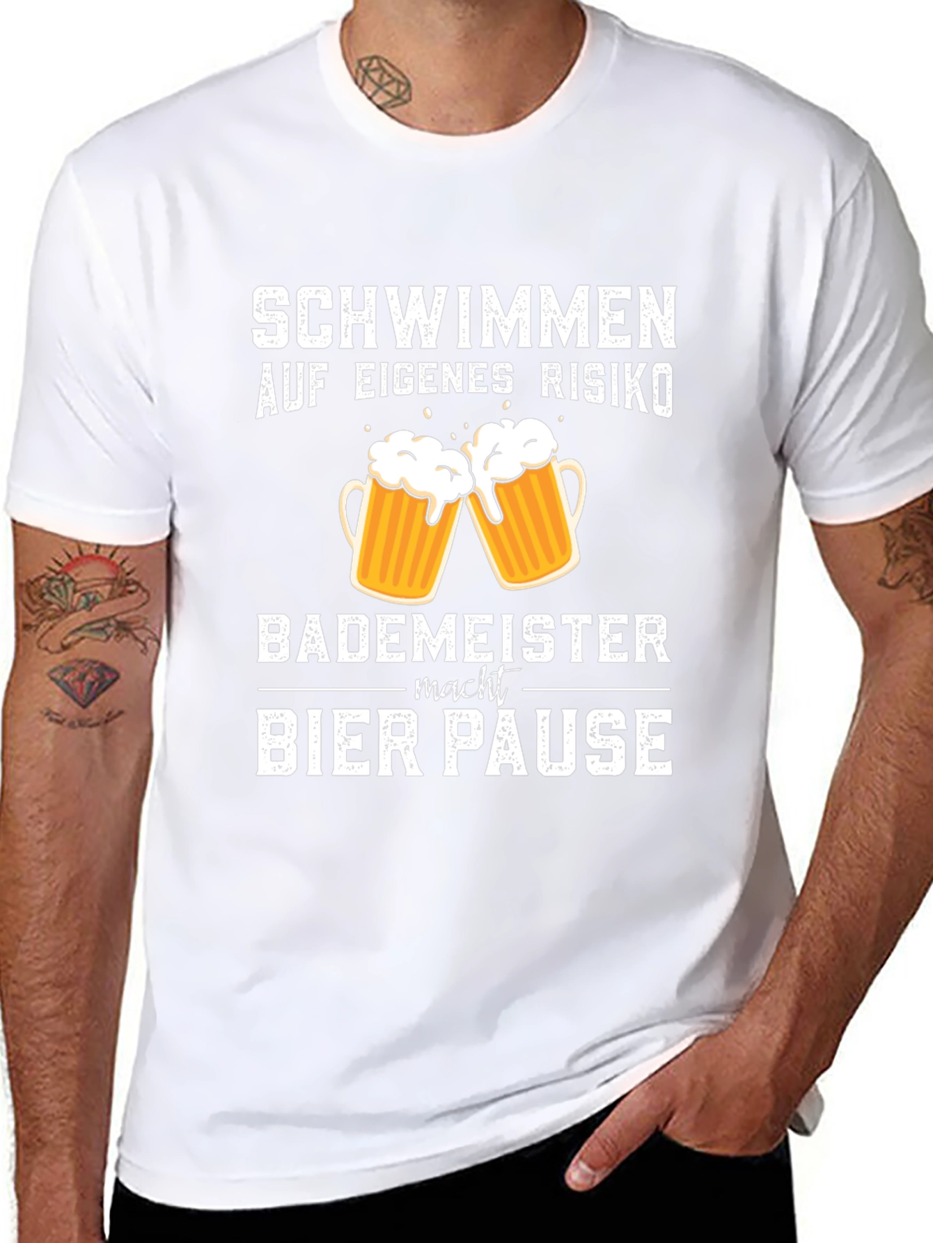 Schwimmen Bier Pause Black T-Shirt