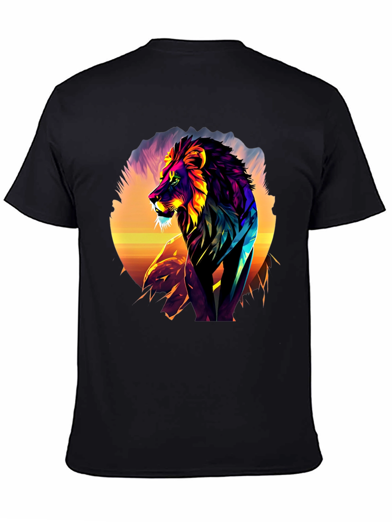 Vibrant Lion Graphic Tee - Bold Animal Print