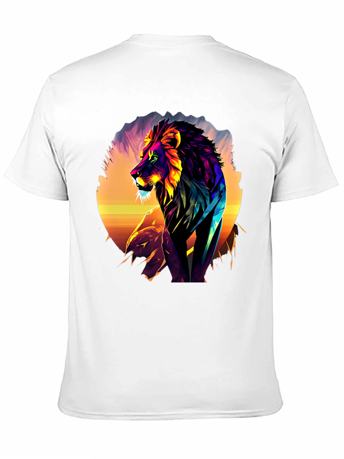 Vibrant Lion Graphic Tee - Bold Animal Print