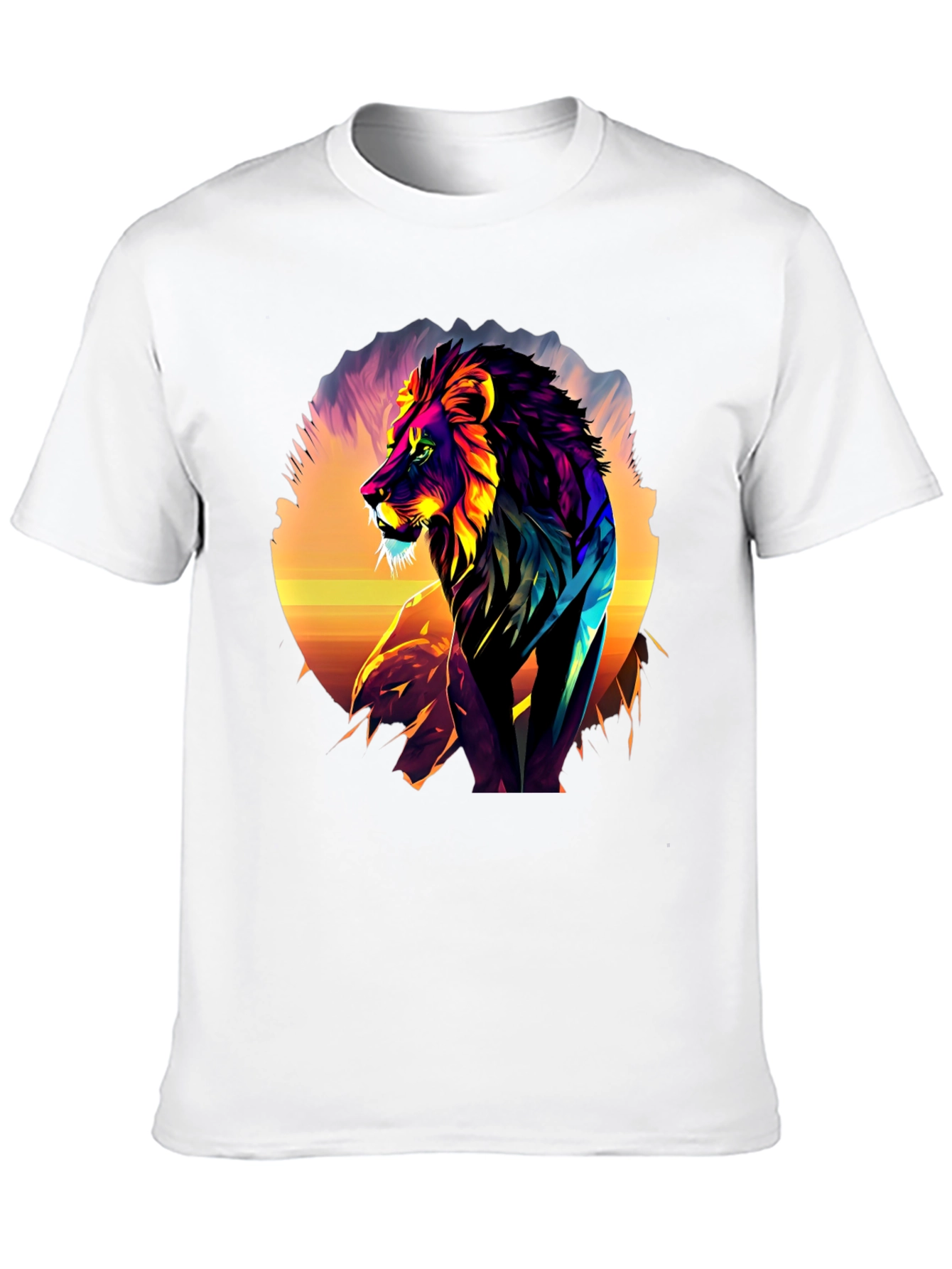 Vibrant Lion Graphic Tee - Bold Animal Print