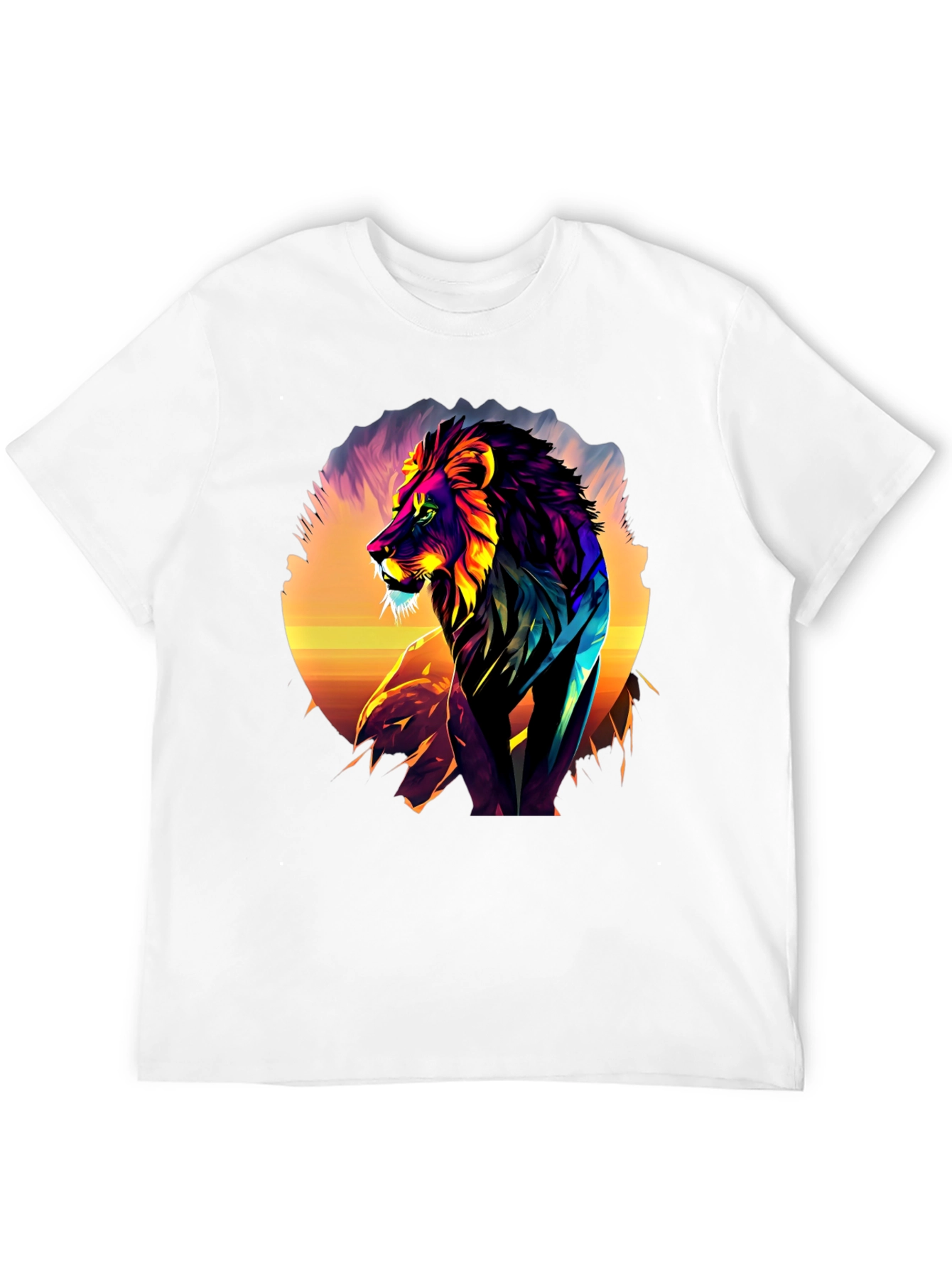 Vibrant Lion Graphic Tee - Bold Animal Print