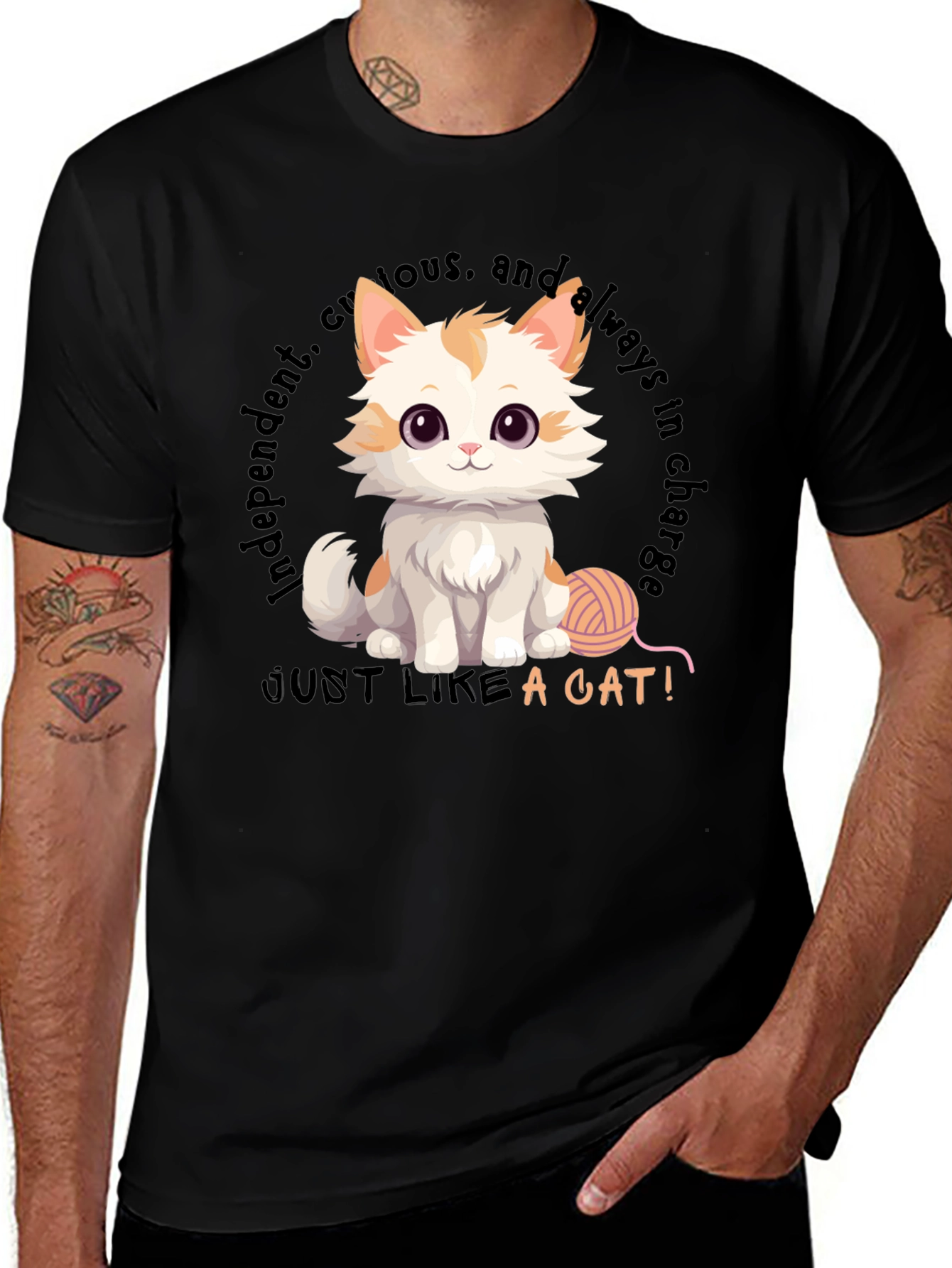 Cute Cat T-Shirt - Independent & Curious Design