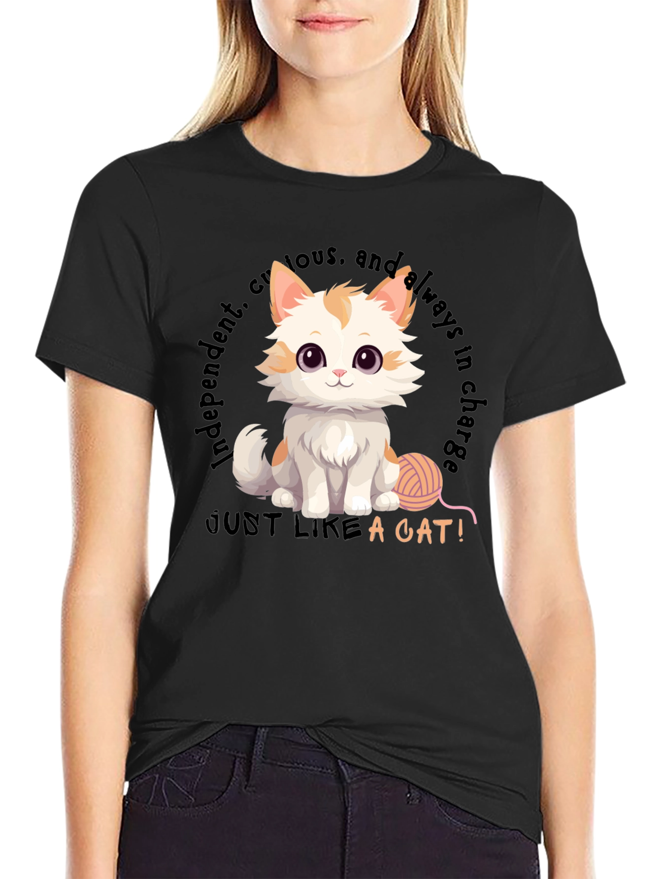Cute Cat T-Shirt - Independent & Curious Design