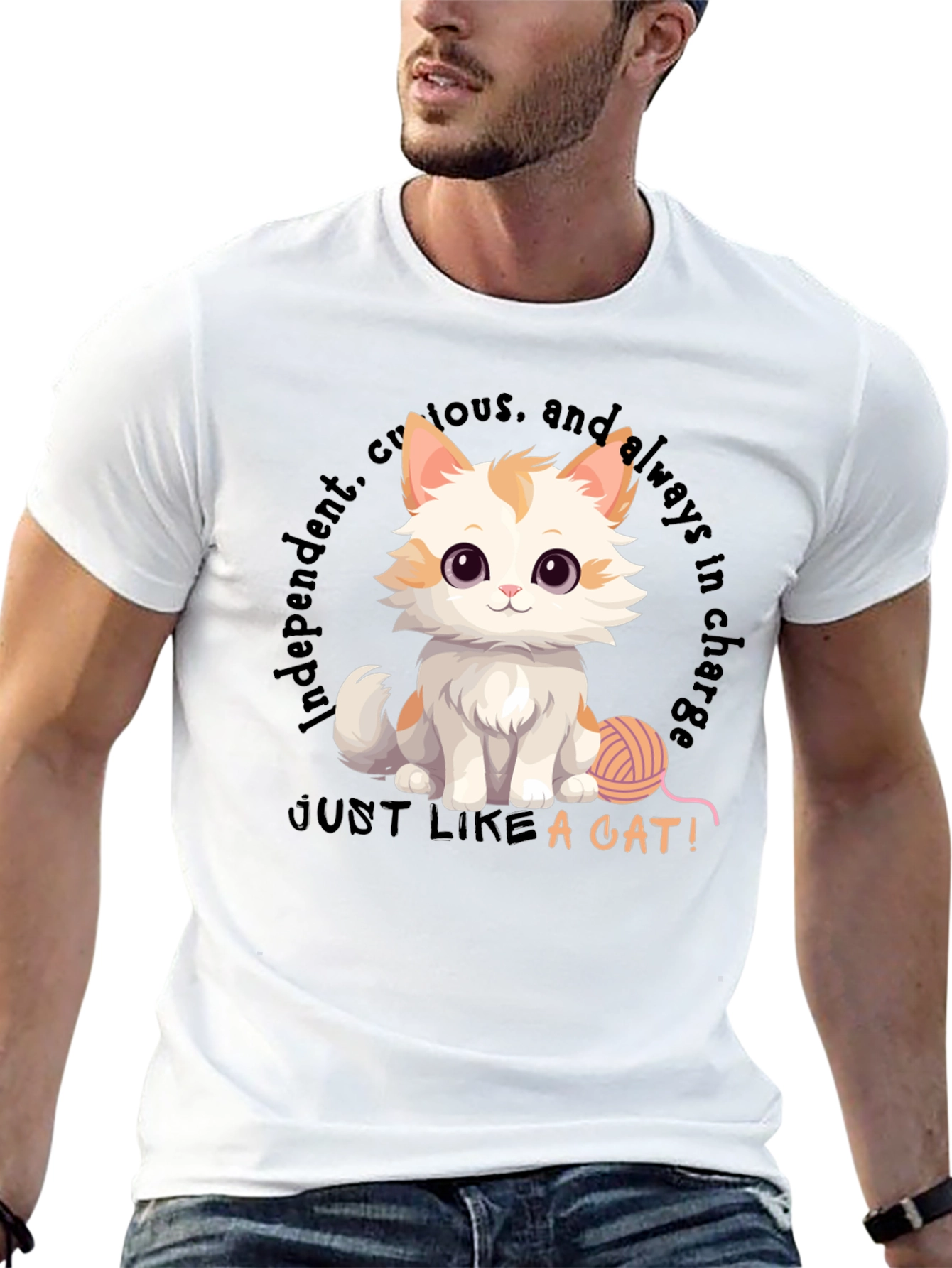 Cute Cat T-Shirt - Independent & Curious Design