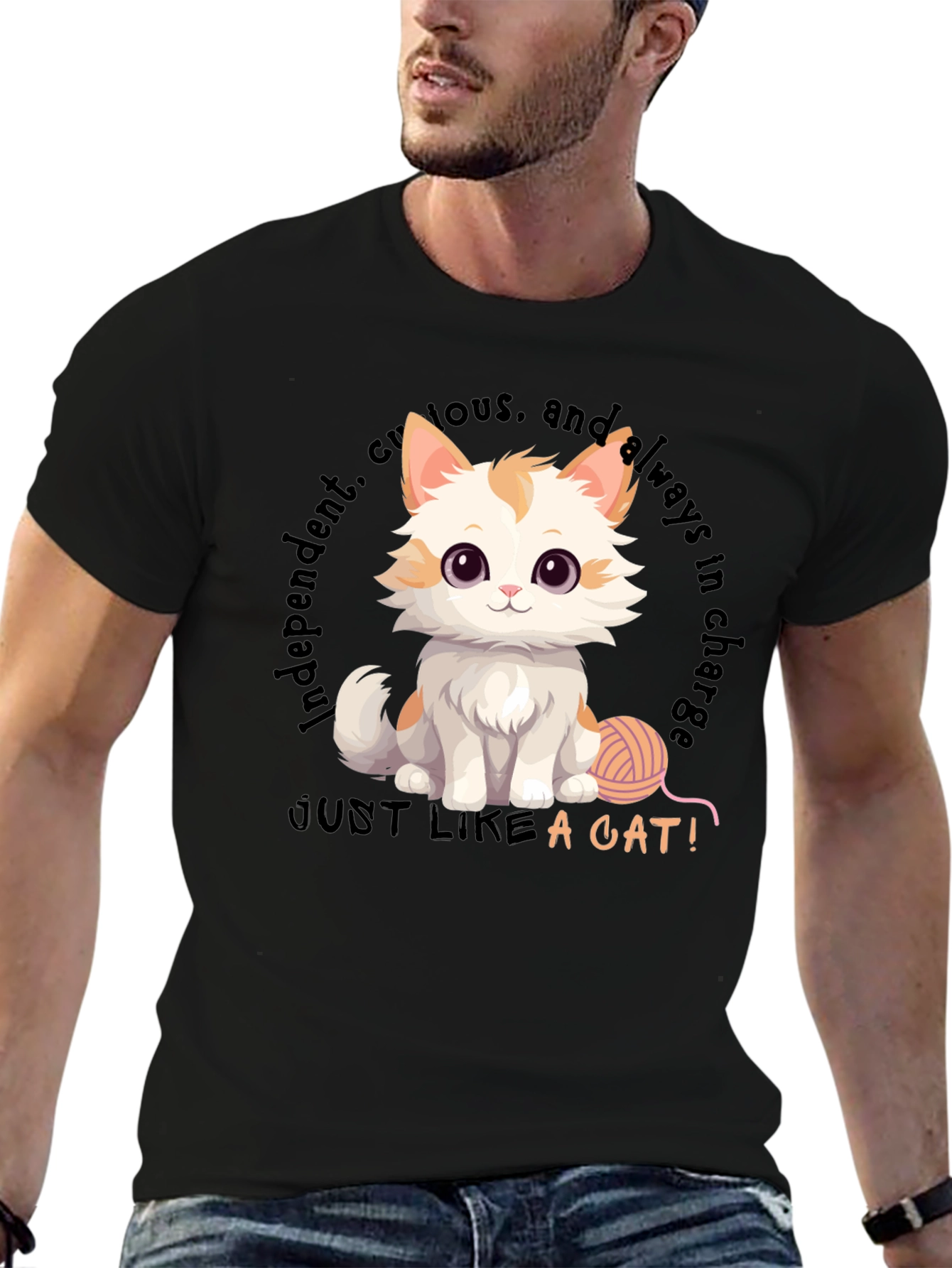 Cute Cat T-Shirt - Independent & Curious Design