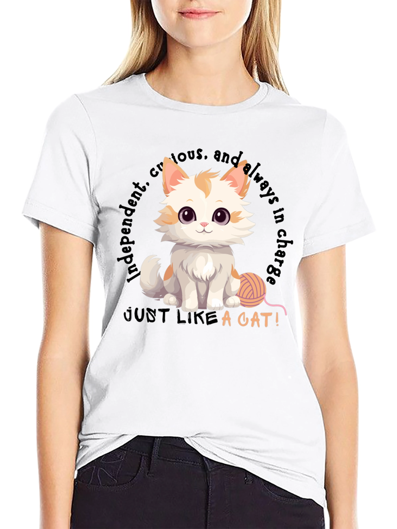 Cute Cat T-Shirt - Independent & Curious Design
