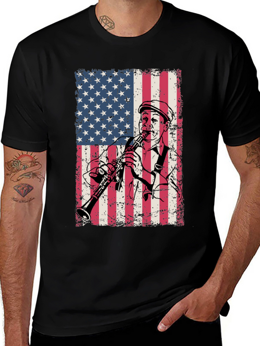 American Flag Clarinetist Graphic T-Shirt