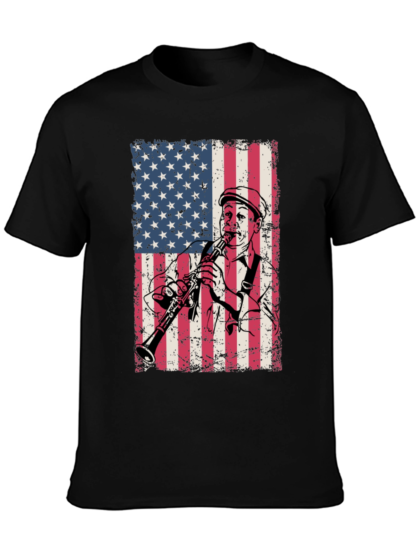 American Flag Clarinetist Graphic T-Shirt