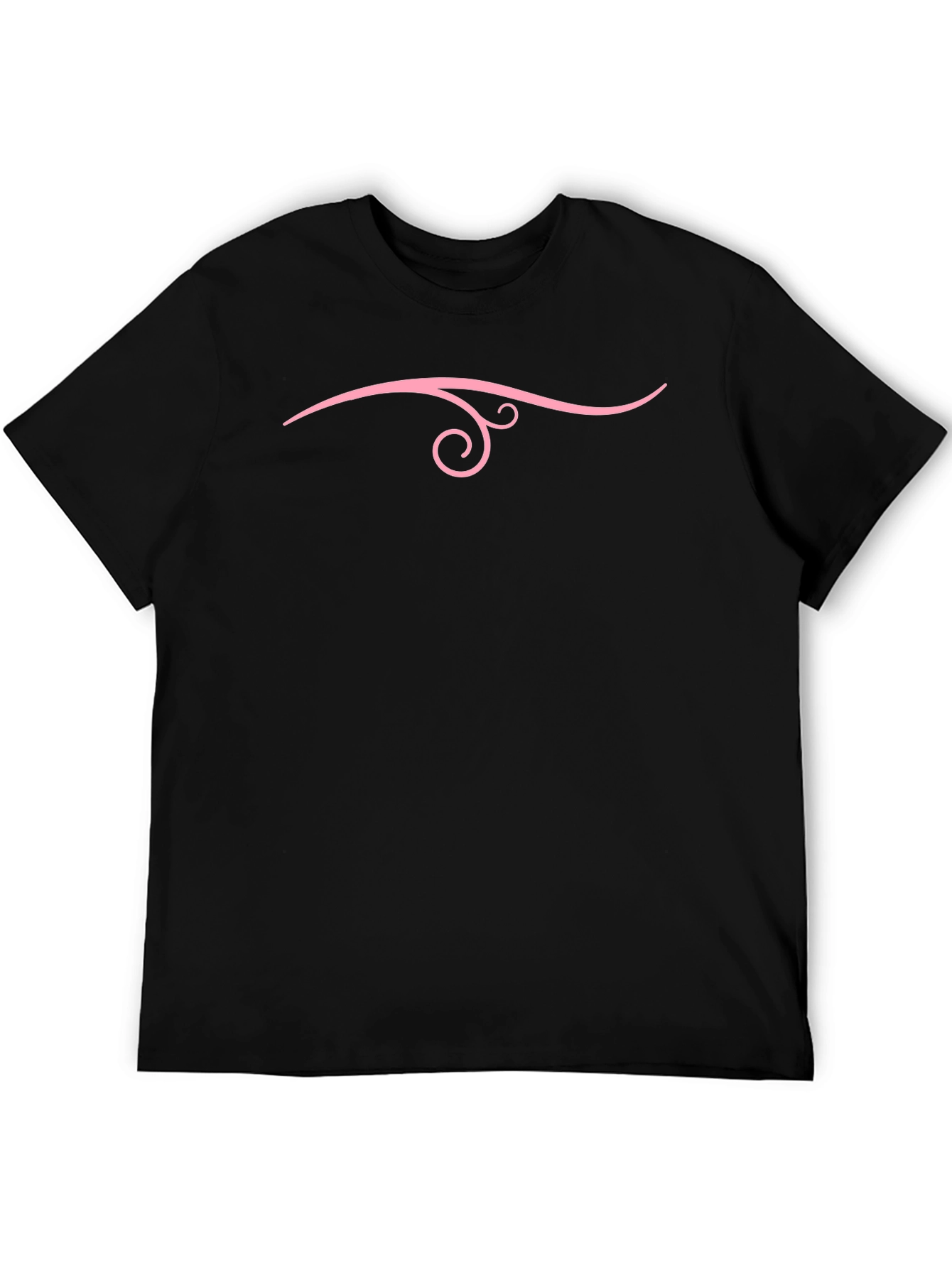 Black T-Shirt with Pink Swirl Design