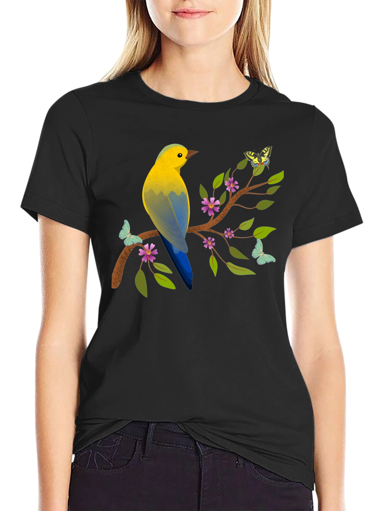 Bird and Butterfly Graphic Tee