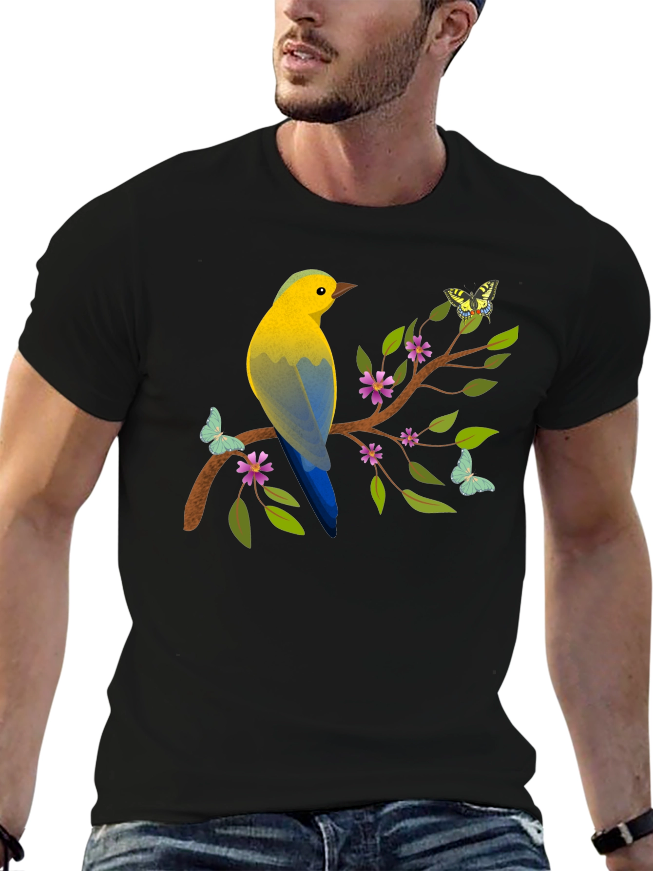 Bird and Butterfly Graphic Tee
