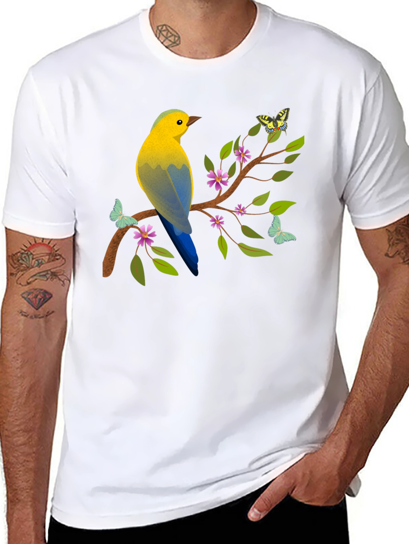 Bird and Butterfly Graphic Tee